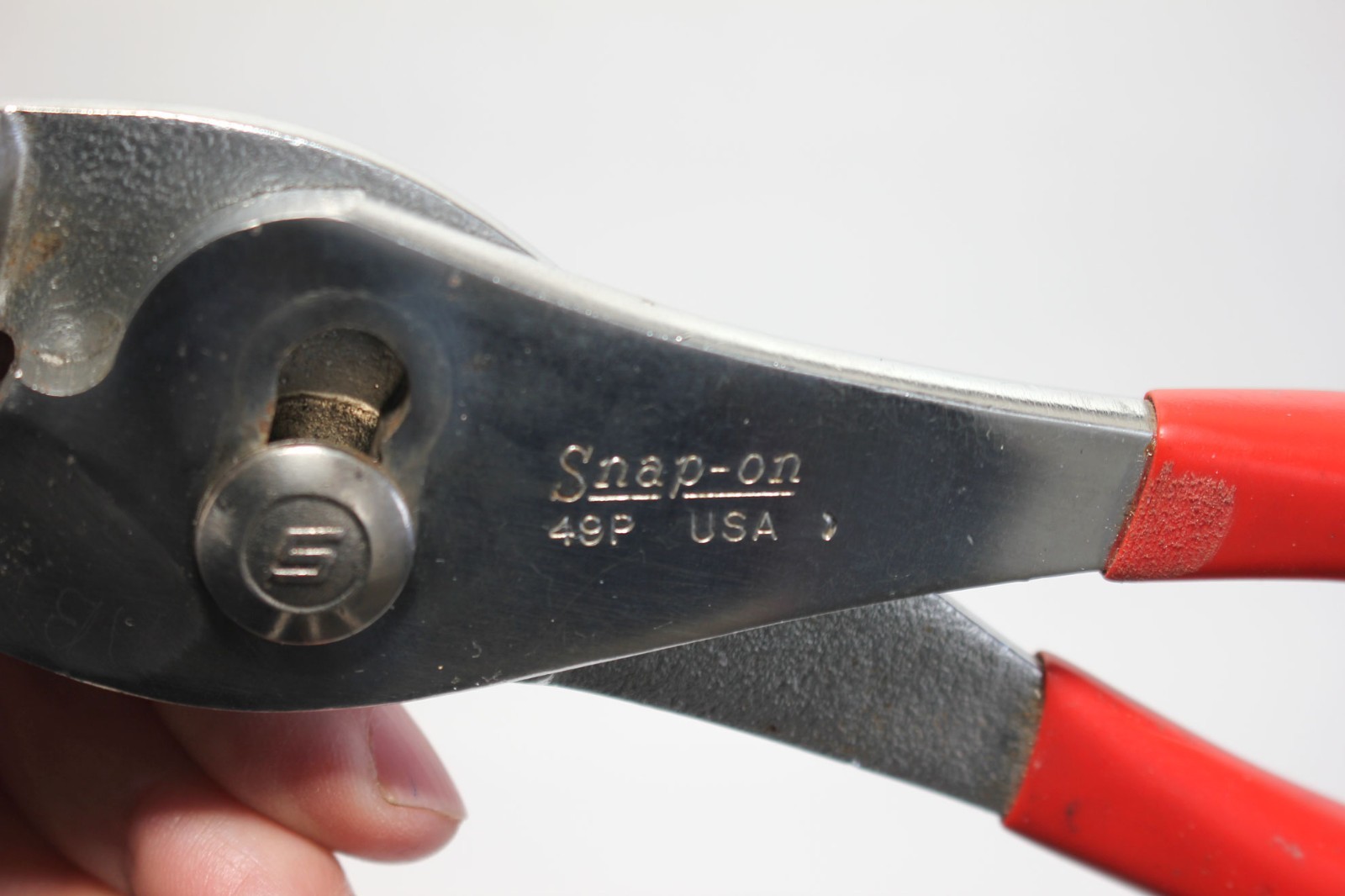 Snap-On USA No. 49P Slip Joint Pliers Red Grips 9″ long 1991 Date Made in USA