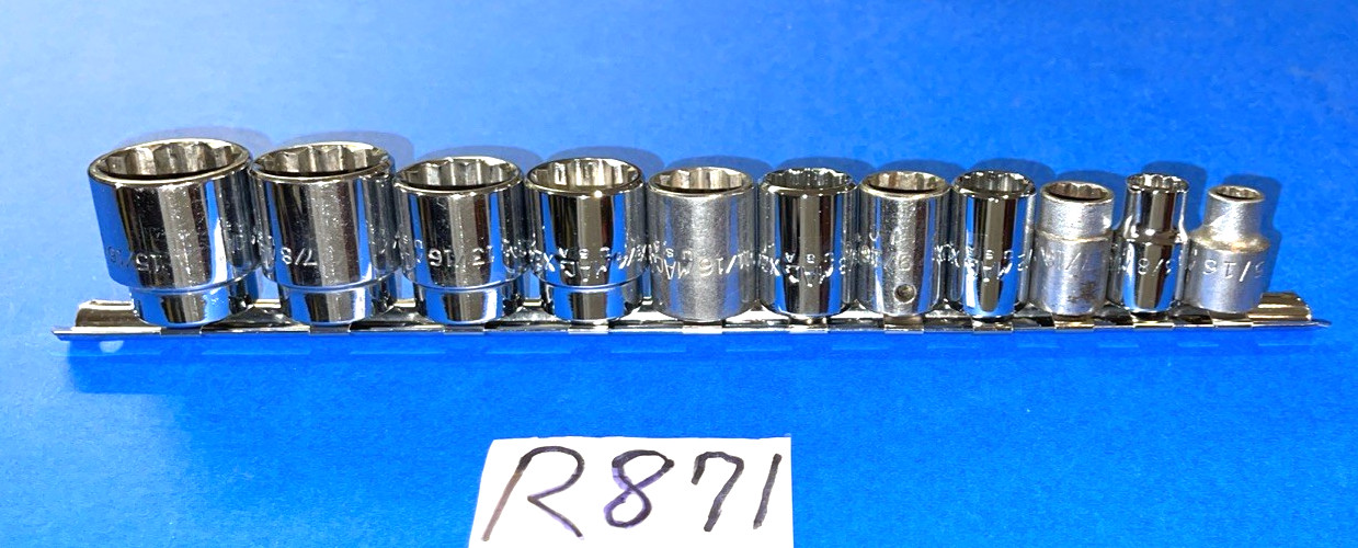 MAC TOOLS 11 PIECE 3/8 DRIVE SAE. SHORT CHROME SOCKET SET 12 POINT 5/16 – 15/16