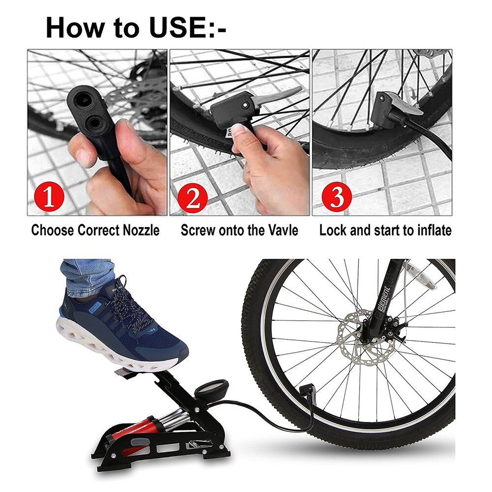 Lyrovo 160 PSI Double Cylinder Portable Foot Pump Inflator for car Bike F/Shipp