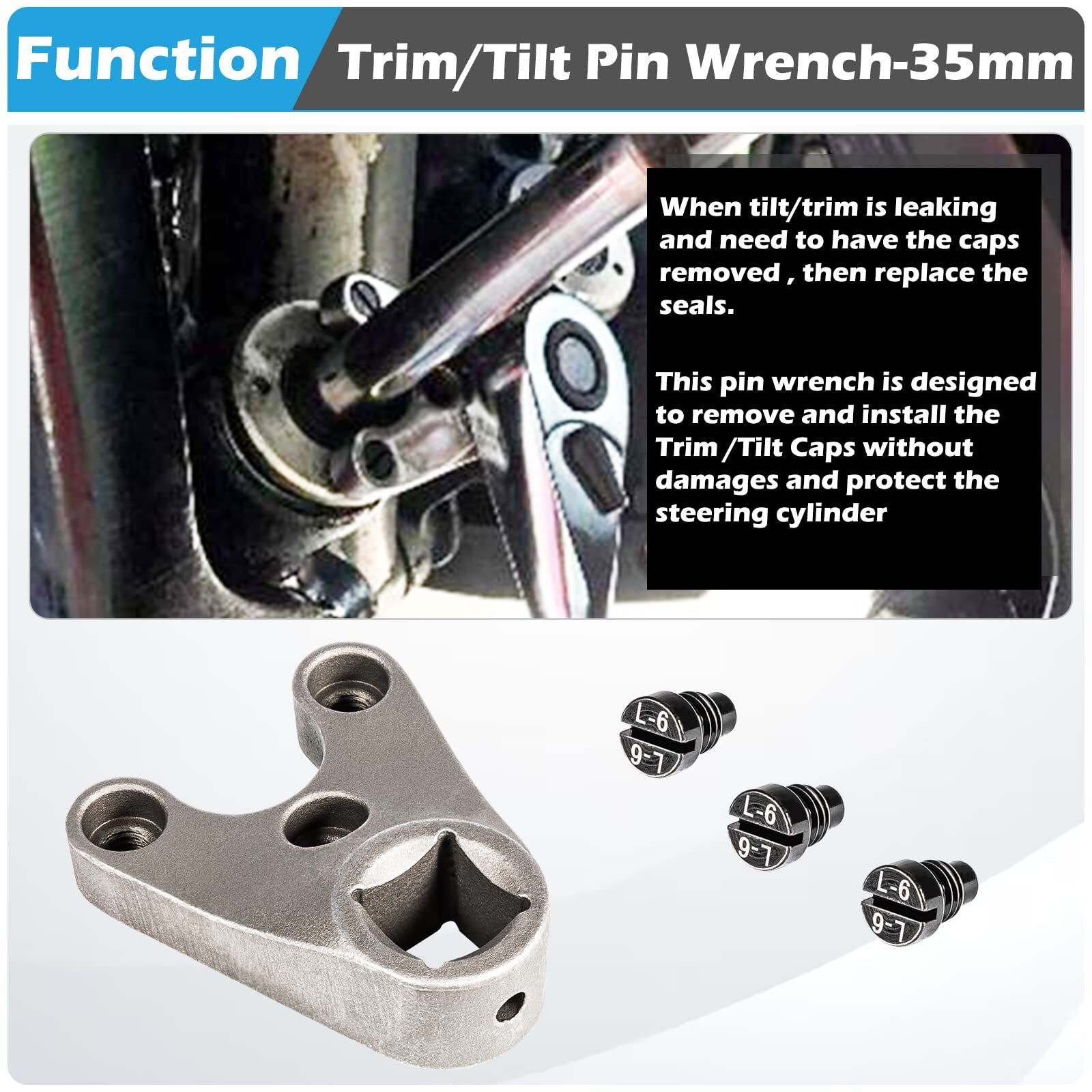 Trim Tilt Pin Wrench 35mm x 6mm for Yamaha Suzuki Honda Johnson Evinrude