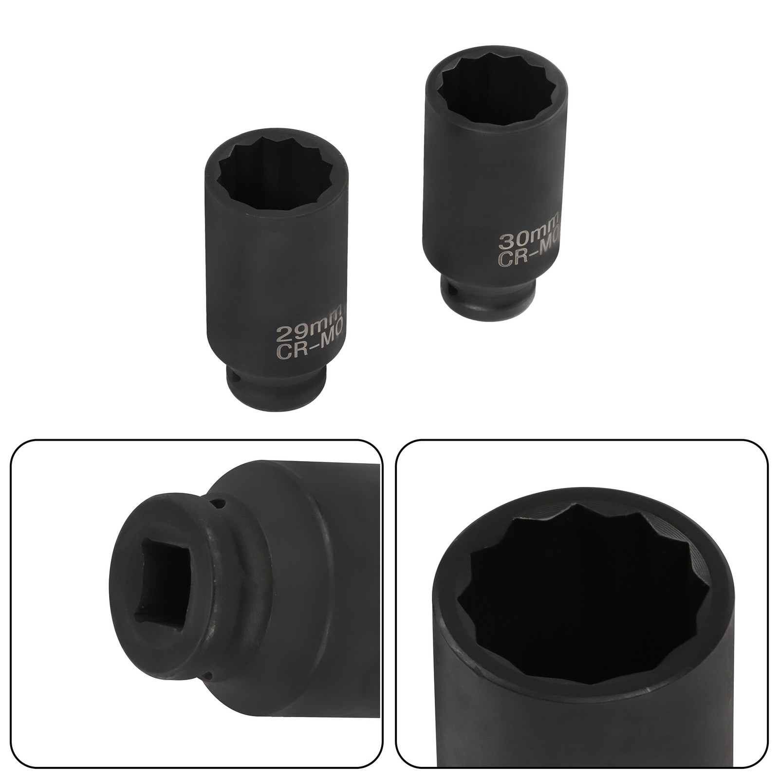 1/2″ Impact Socket Set 12 Point 29-39mm Drive Deep Spindle Axle Nut 8Pcs w/ Box