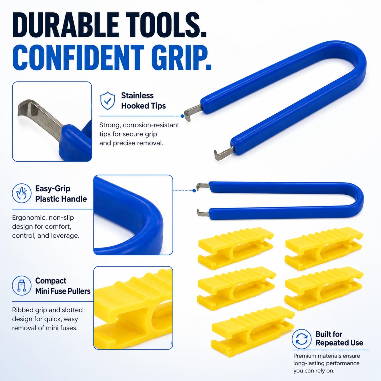 Fuse Puller Tool Set 6 Piece Stainless Steel Automotive Relay Removal Pliers Car
