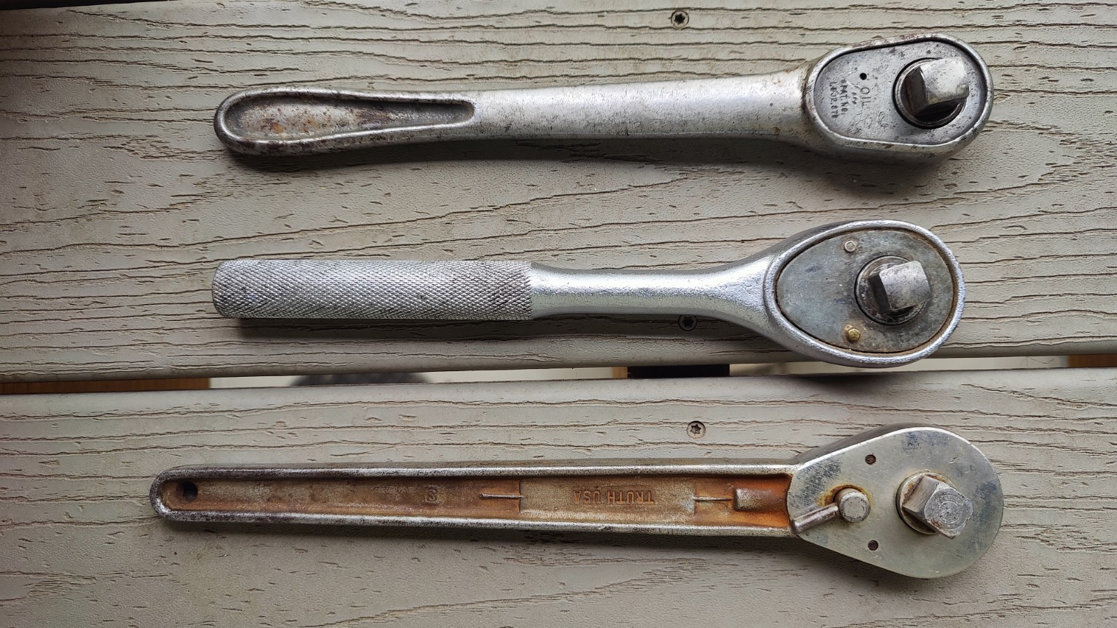 (3) Vintage 1/2″ Ratchets: Truth USA, Penens And Montgomery Ward.