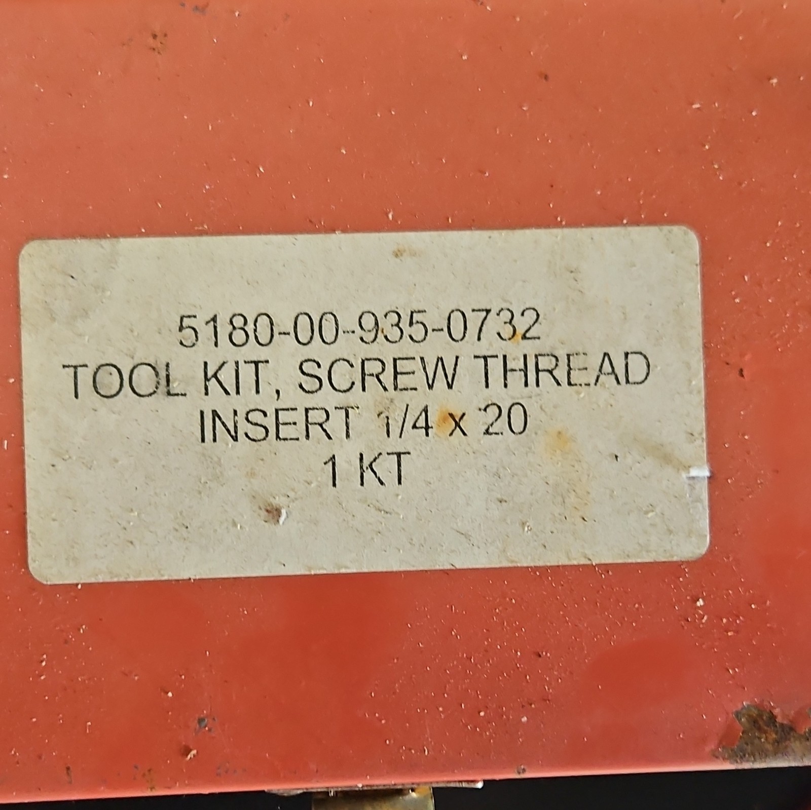 MIDLAND SUPPLY. 5180-00-935-0732 TOOL KIT. SCREW THREAD INSERT 1/4 x 20