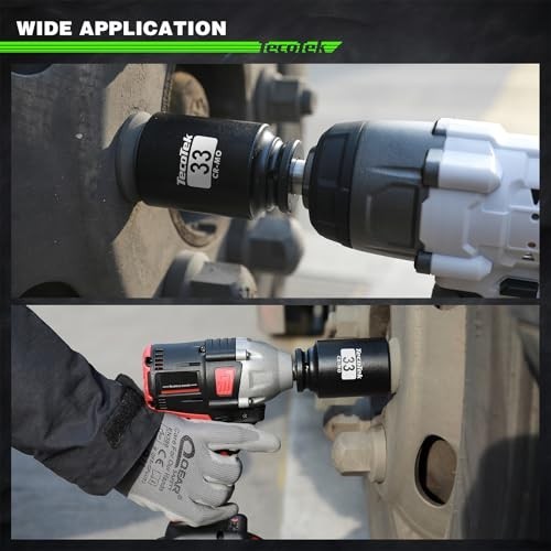 11-Piece 1/2″ Drive Deep Impact Socket Set, 6-Point Cr-Mo Metric Axle Nuts 27mm-