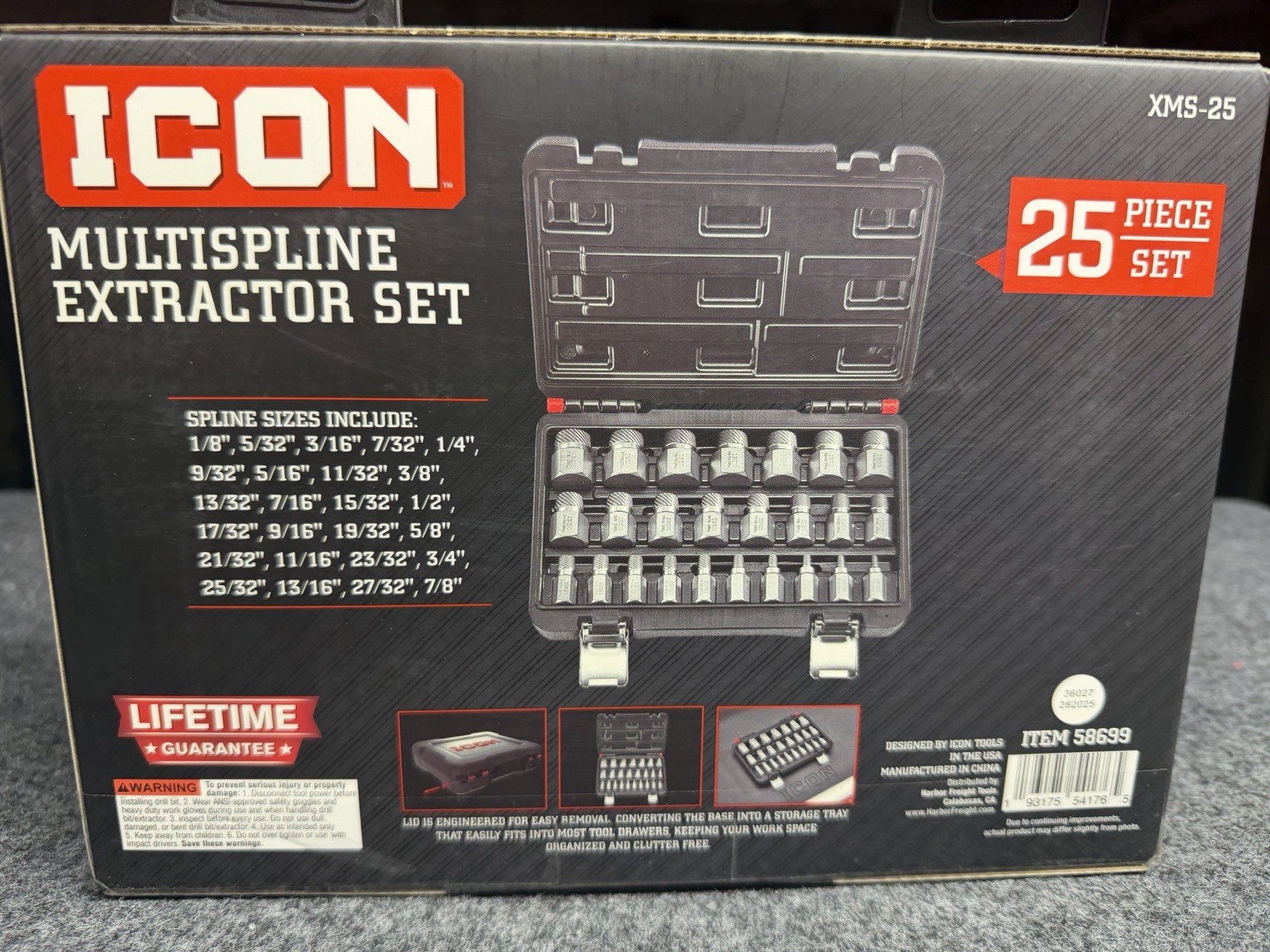 ICON Multispline Extractor Set 25 Pc XMS-25 Bolt Nut Stud Screw Remover 58699