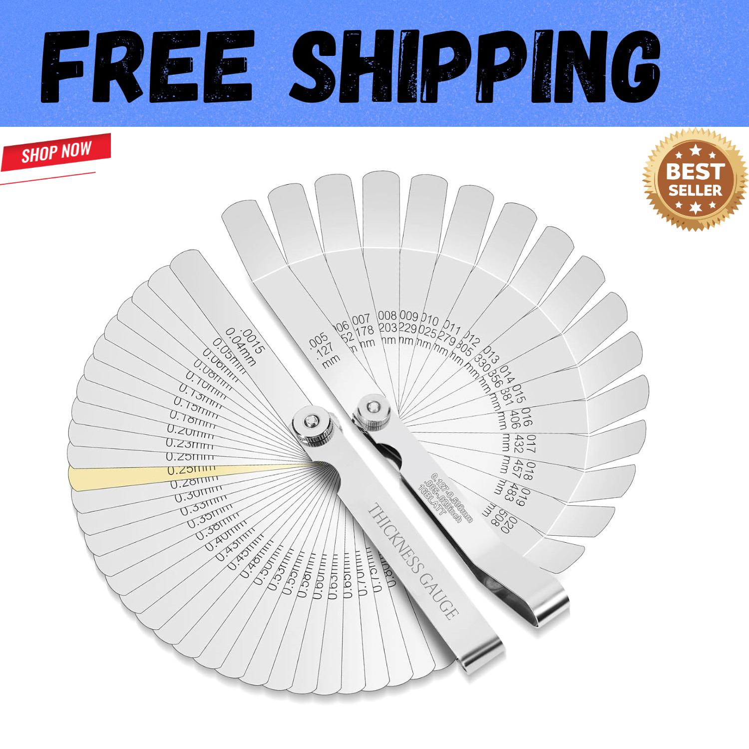 2Pcs Stainless Steel Feeler Gauge Set,32 Straight Blades Feeler Gauge16 Piece…