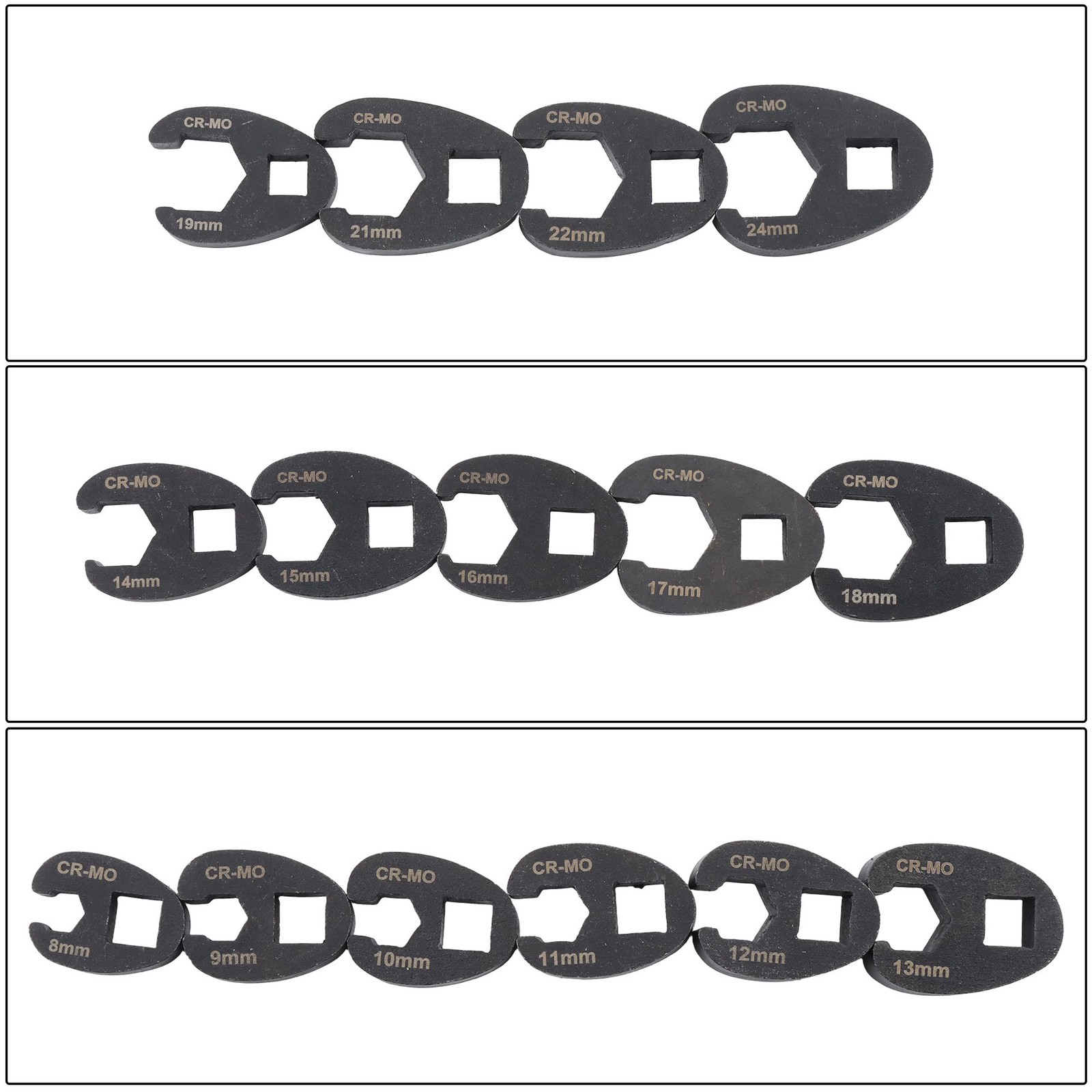 For 8 to 24 mm Nuts 3/8″ and 1/2″ New 15Pcs Crowfoot Flare Nut Wrench Set Metric