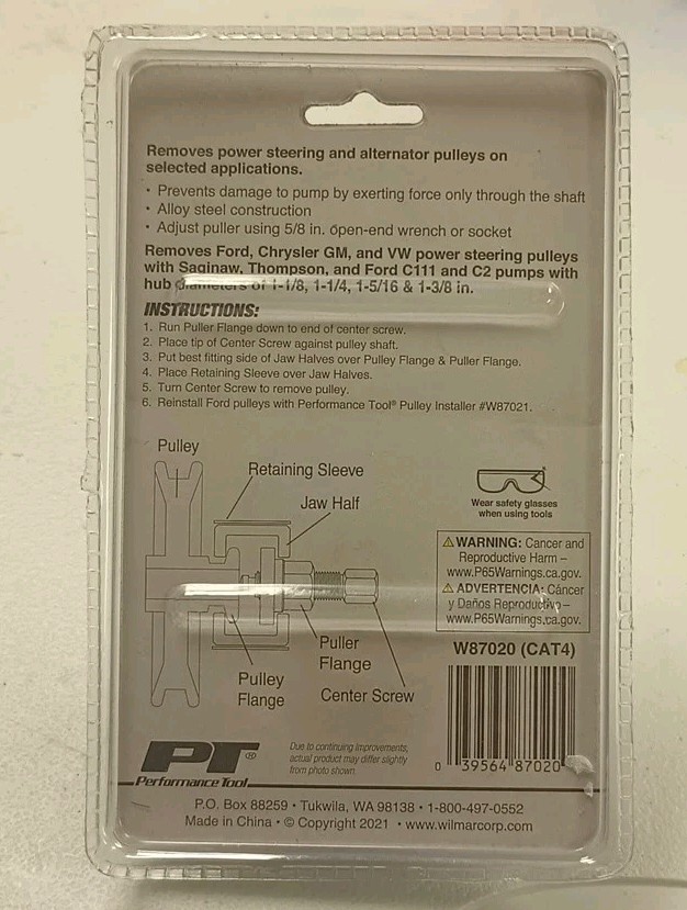 Performance Tool W87020 Power Steering/Alternator Pulley Puller Remover
