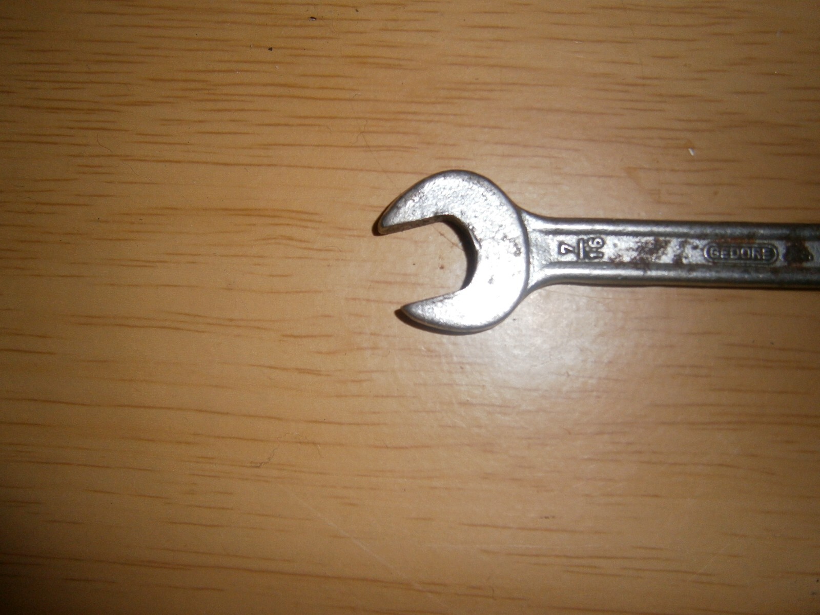 Vintage silver tone spanner. 7/16 & 3/8 ends.(E6b)