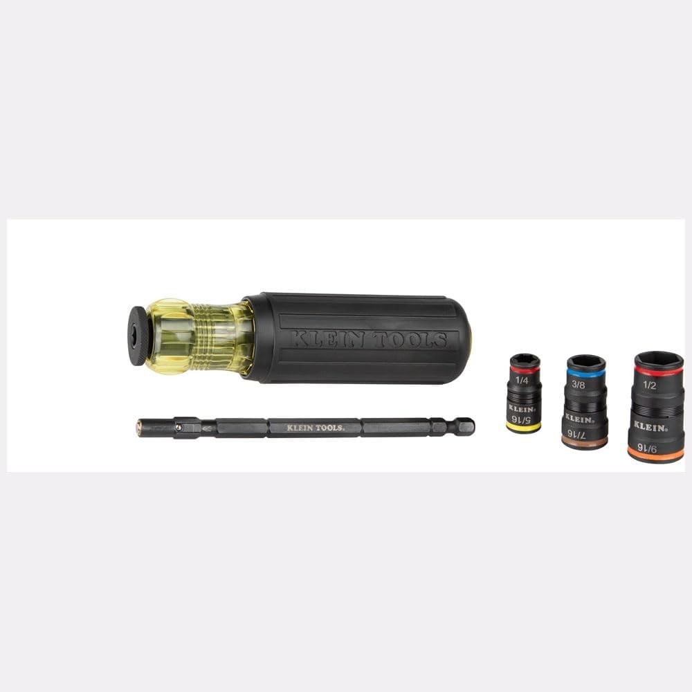Klein Tools 32910 7-in-1 Impact Driver Flip Socket Set w/ Handle 1/4″ Bit Holder