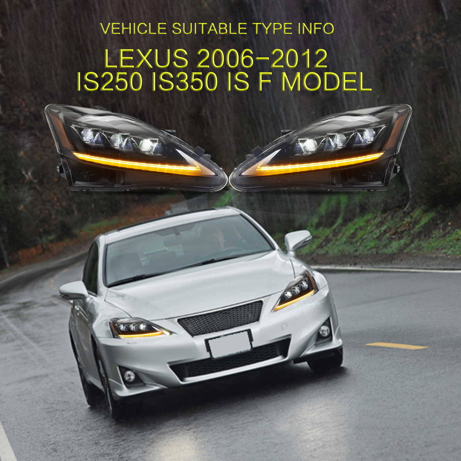 VLAND LED Headlights+Tail Lights For 2006-2013 Lexus IS250 IS350 ISF Sequential