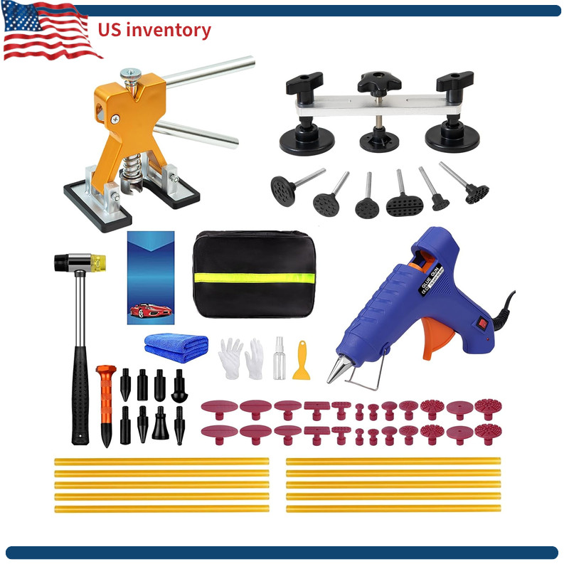 59PCS Dent Repair Kit Golden Lifter, Bridge Puller, Hot Glue Dent Puller and PDR