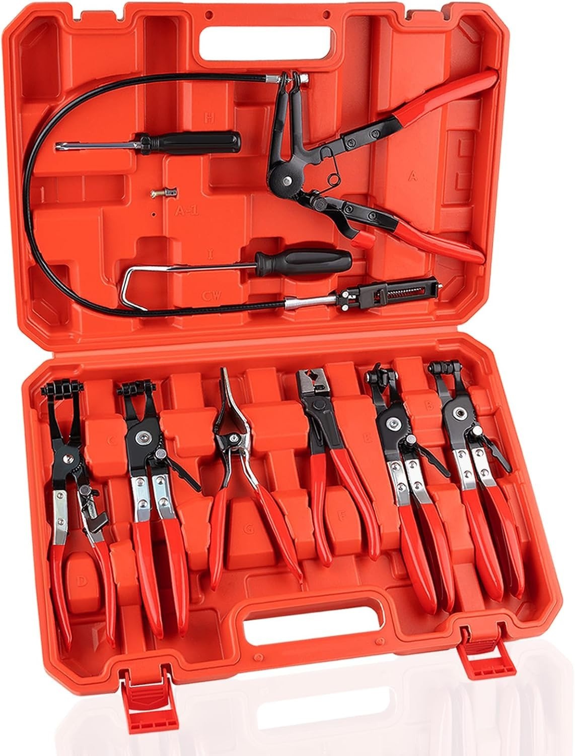 Durable Hose Clamp Pliers Set with Carbon Steel Construction and Storage Case
