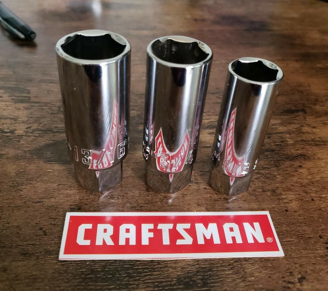 CRAFTSMAN 3 Piece 3/8″ Drive Spark Plug Socket Set 5/8″ 3/4″ 13/16″