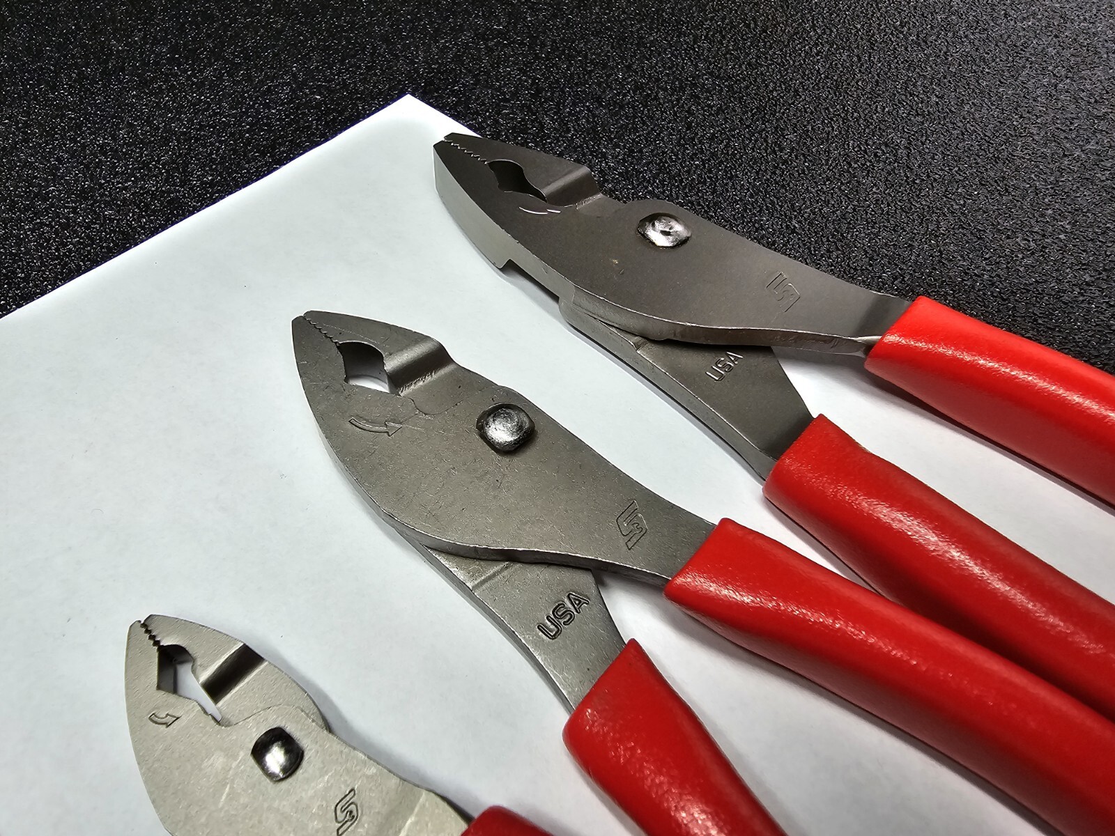 Snap-on Tools USA RED 3pc Talon Soft Grip FlankJaw Slip-Joint Plier Set HJ44BCF