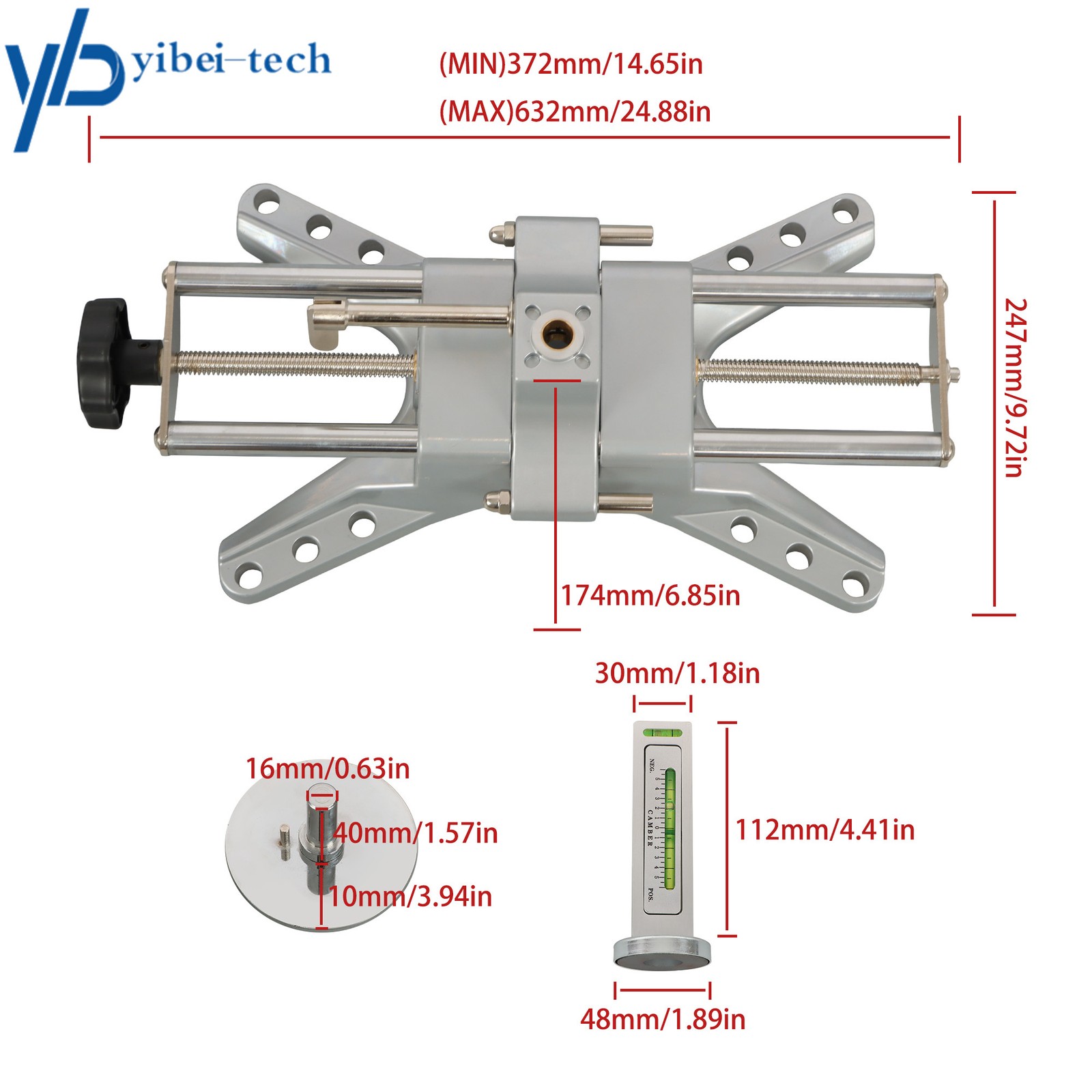 Camber Caster Gauge Wheel Alignment Rack Tool 3D DSP For 11» to 25» Rim Clamp