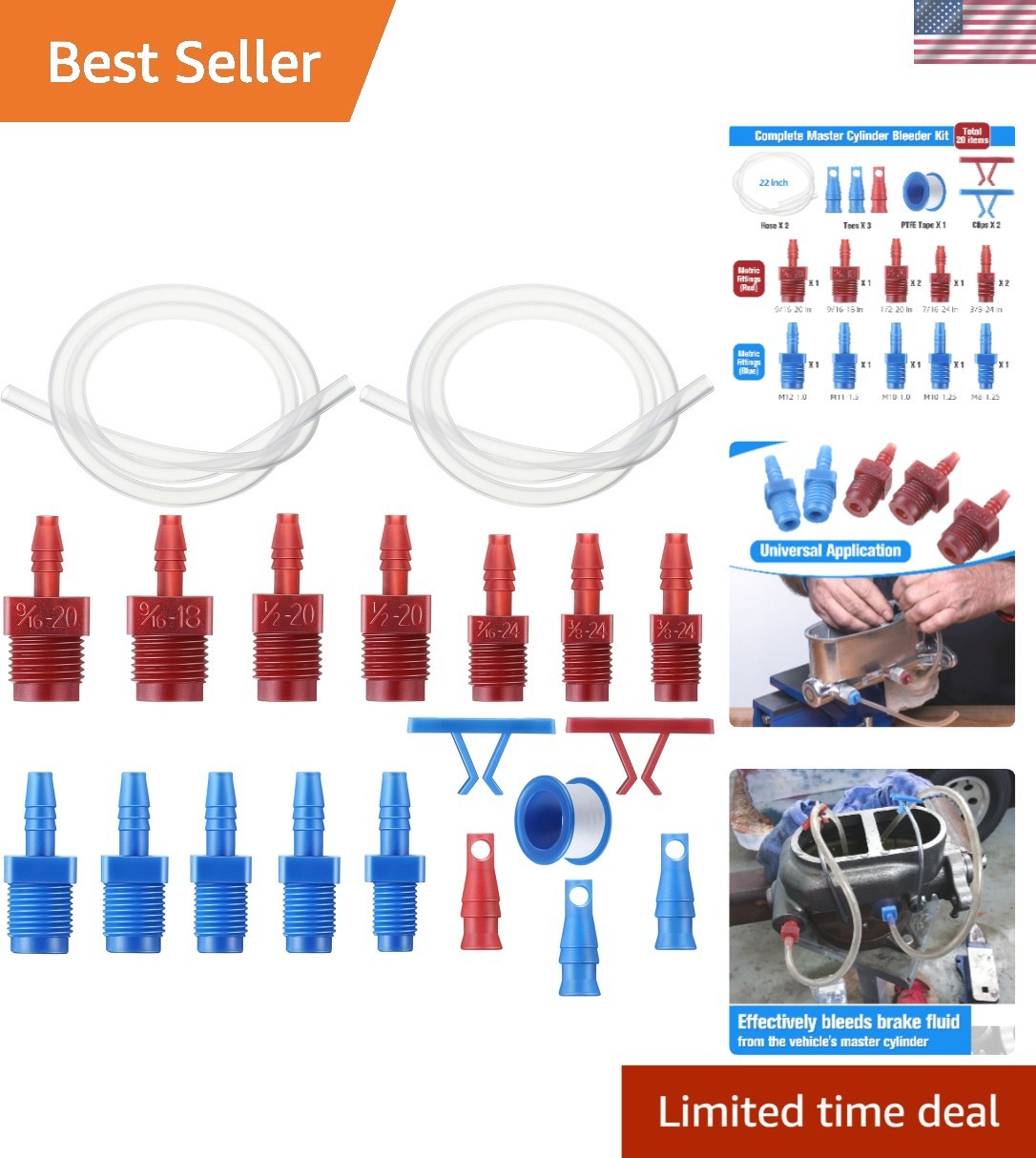 Master Cylinder Bleeder Kit – Complete Universal Fit with Clear Hose & PTFE Tape