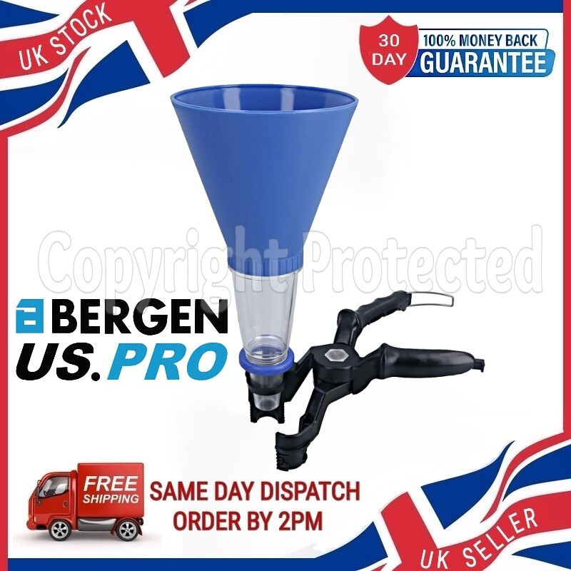 HANDS FREE PLASTIC FUNNEL AND SECURE CLAMP SET OIL FUEL PETROL DIESEL SPOUT