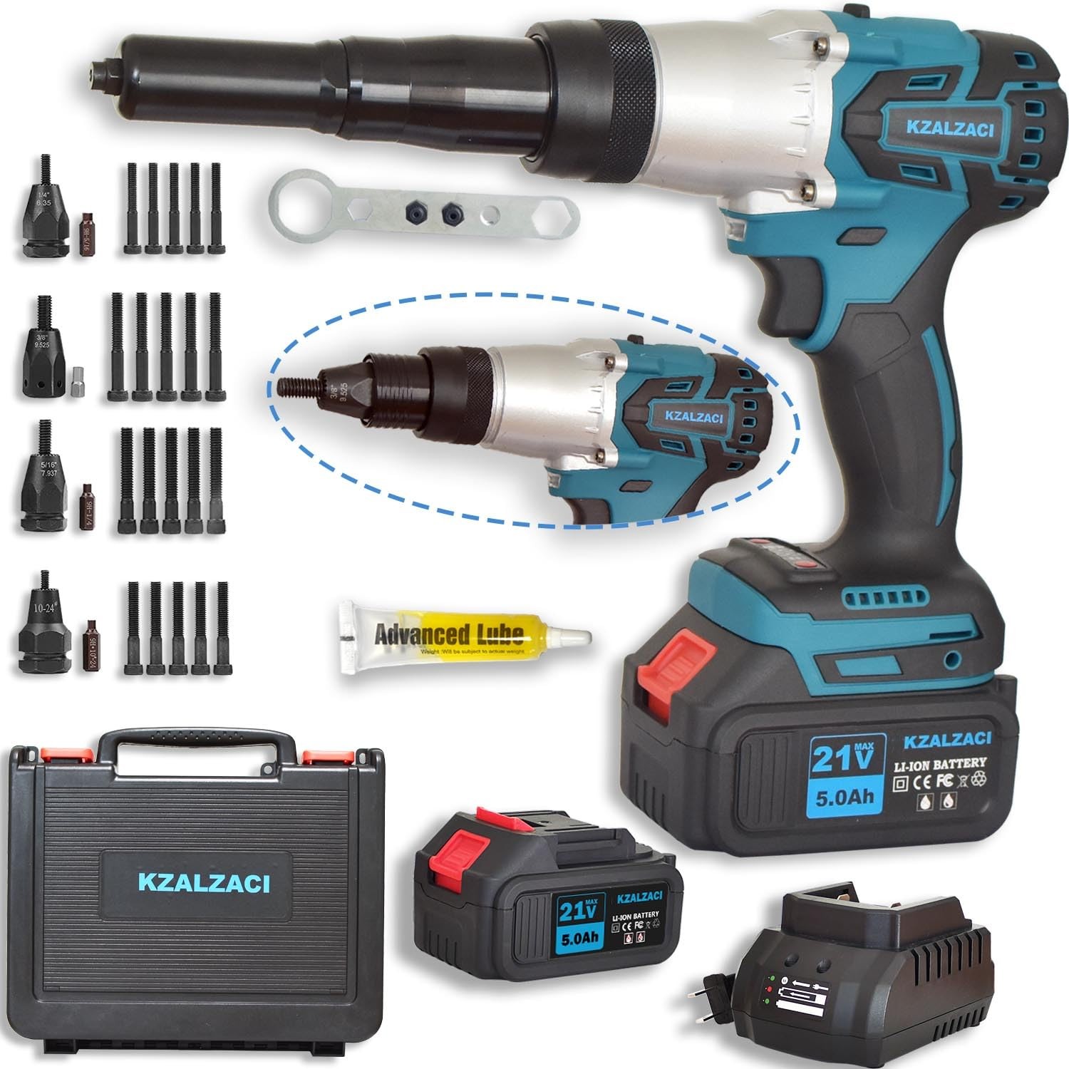 2-IN-1 Cordless Rivet/Rivet Nut Tool Electric Rivet Gun For Nuts(10/24″,…