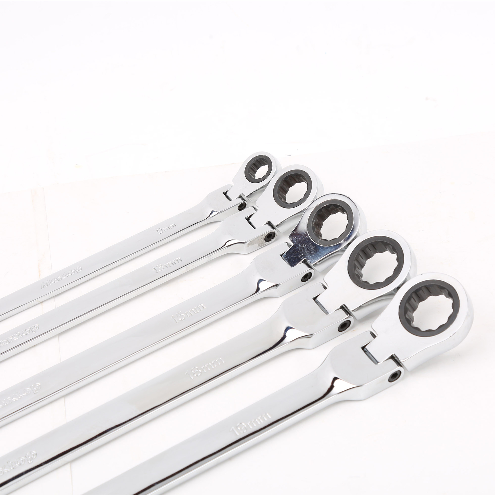 5pc Double Box End Ratcheting Wrench Metric Spline XL Flexible Head Universal