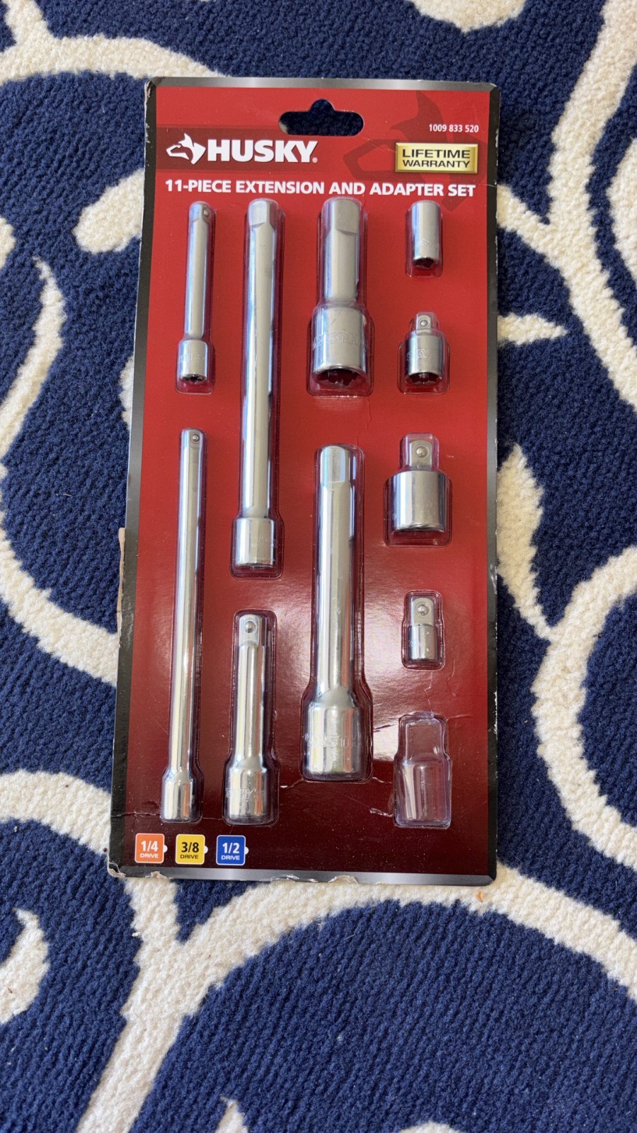 Husky 11 Piece Extension & Adapter Set 1/4” 3/8” 1/2” Drive New