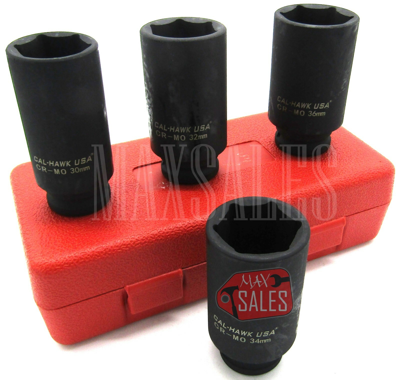 4Pc 1/2″ Drive 2-1/2″ Deep Spindle Axle Nut Socket Set 30mm 32mm 34mm 36mm