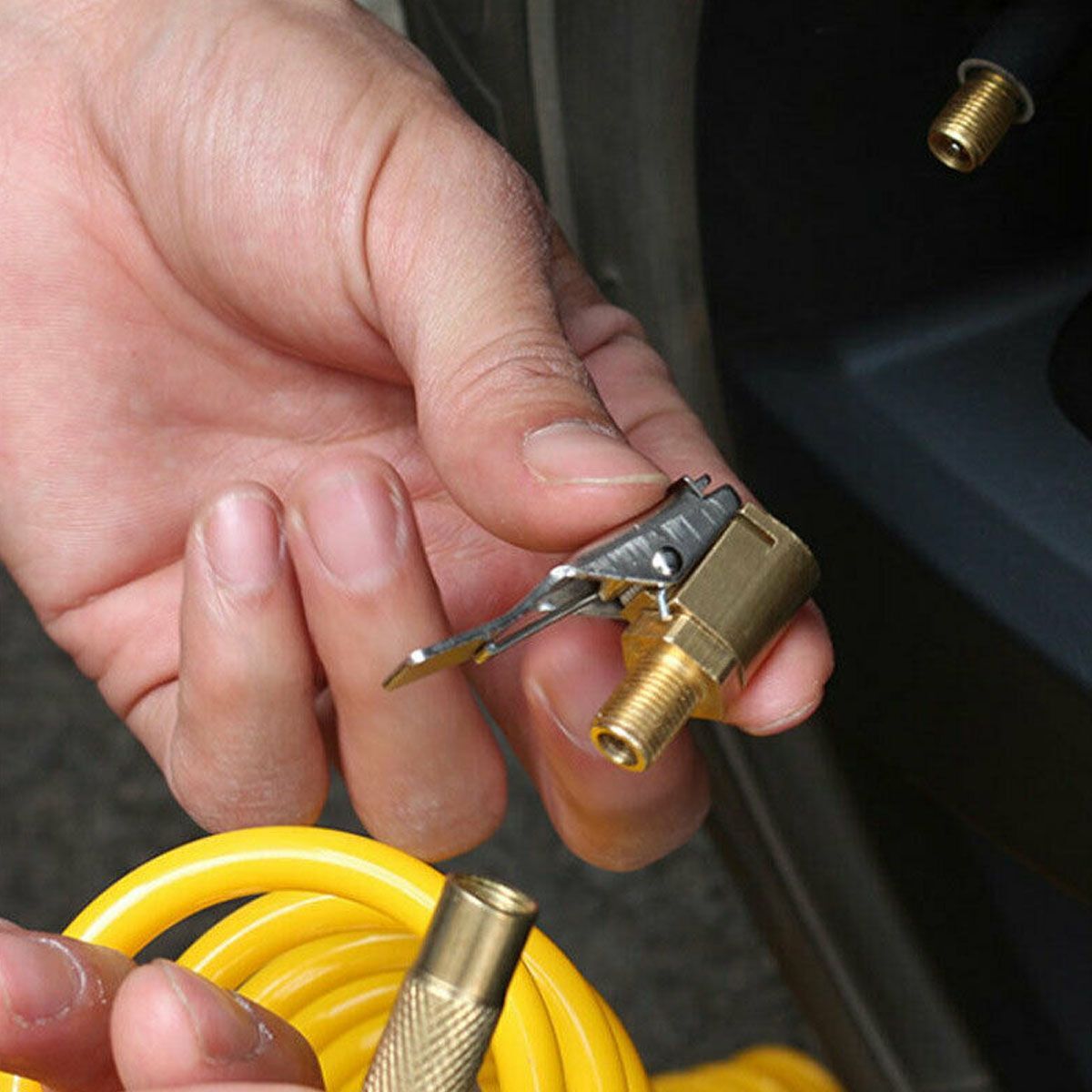 2Pcs Tyre Valve Air Chuck Inflator Pump Connector Adapter Brass Clip on Car 8mm