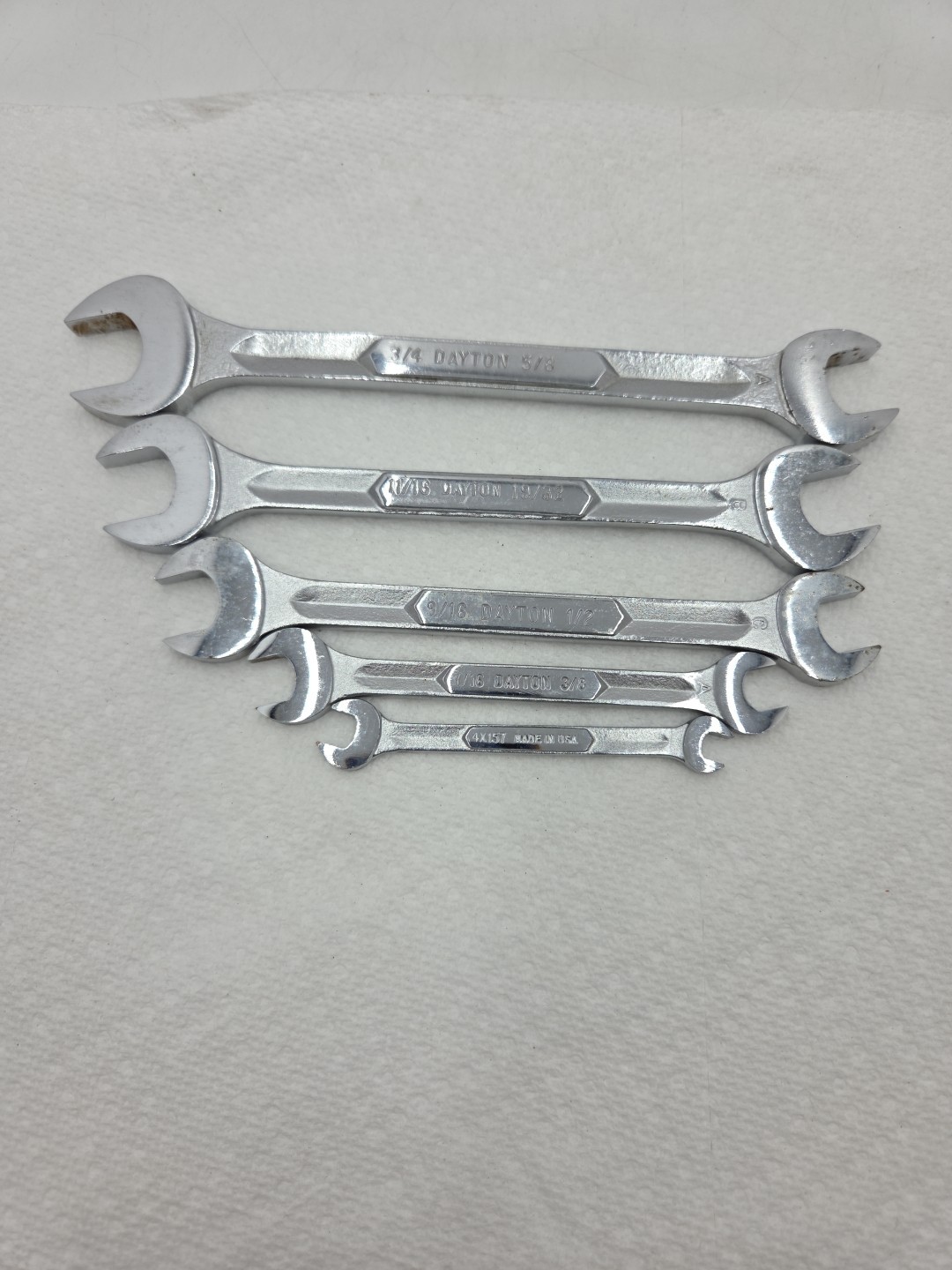Vintage Dayton 5 Piece Open End Wrench Set – 1/4″ To 3/4″ No. 4X140 Made In USA
