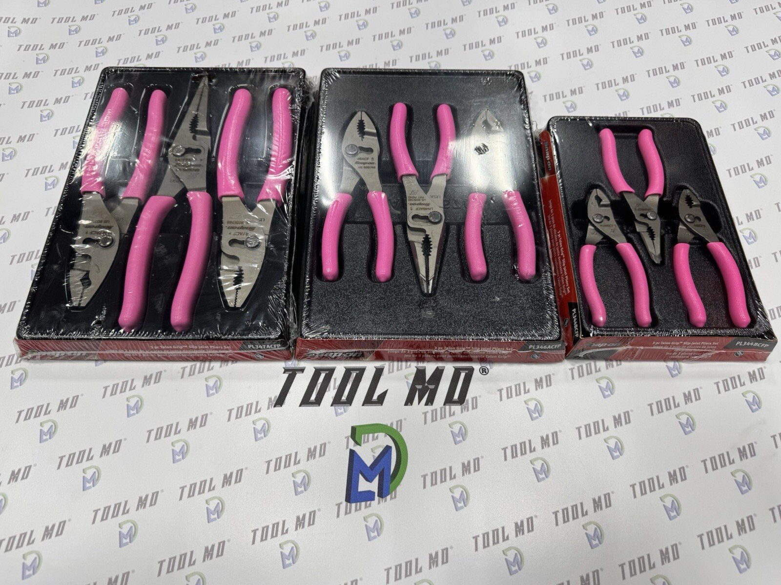 Snap-on Tools USA NEW PINK Slip Joint Pliers Set PL347ACFP PL346ACFP PL344BCFP