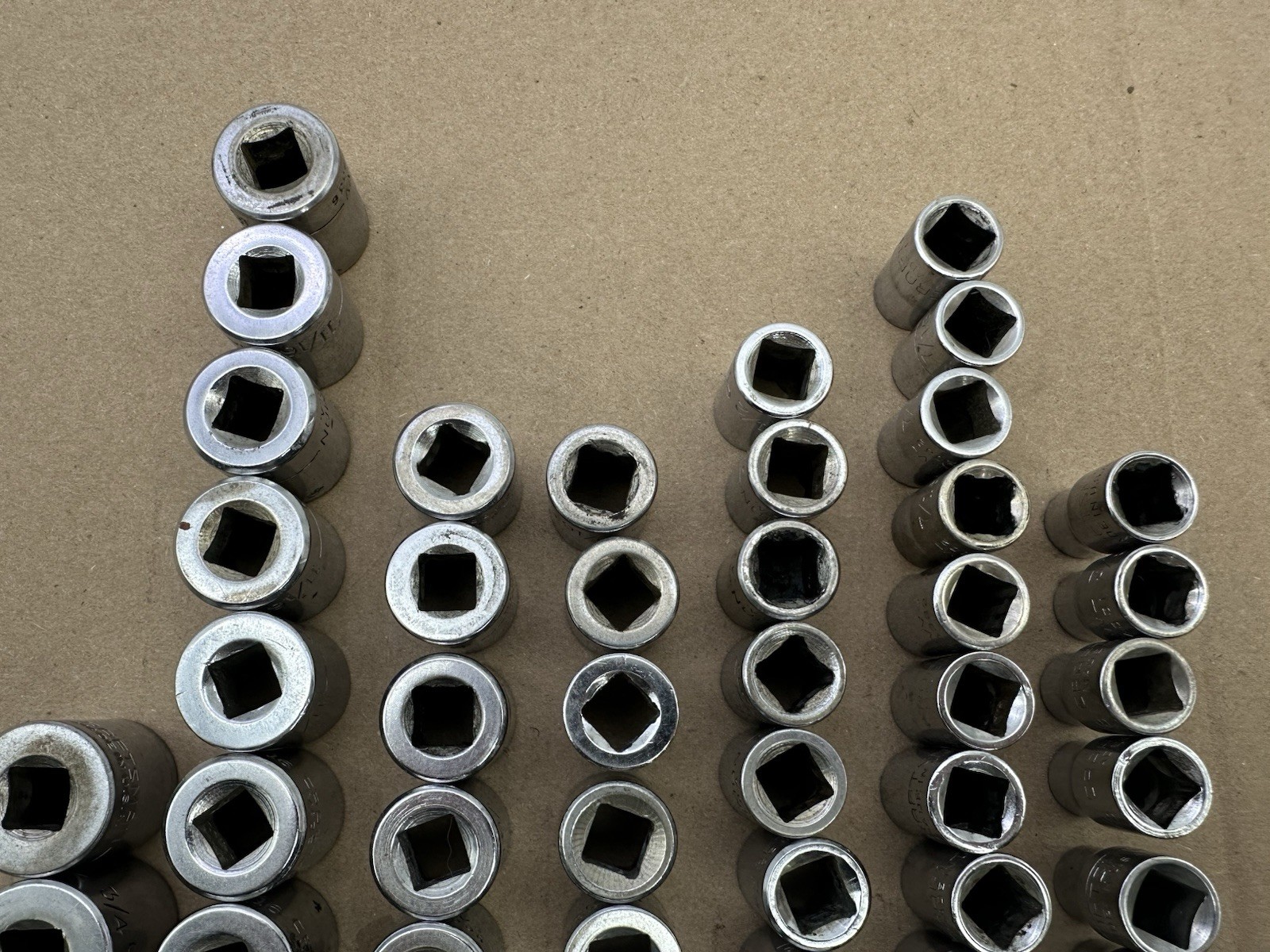 Vintage Craftman VV 49pc Set SAE 3/8″ Dr 12/6 Pt Socket Lot – 3/8-3/4” Vtg USA