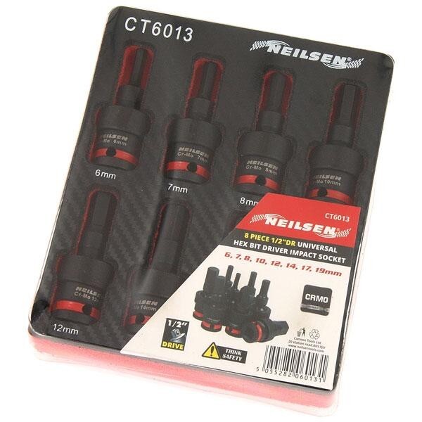 Universal Hex Bit Impact Socket Set 1/2″ Drive 6mm/19mm Flexi Swivel Head