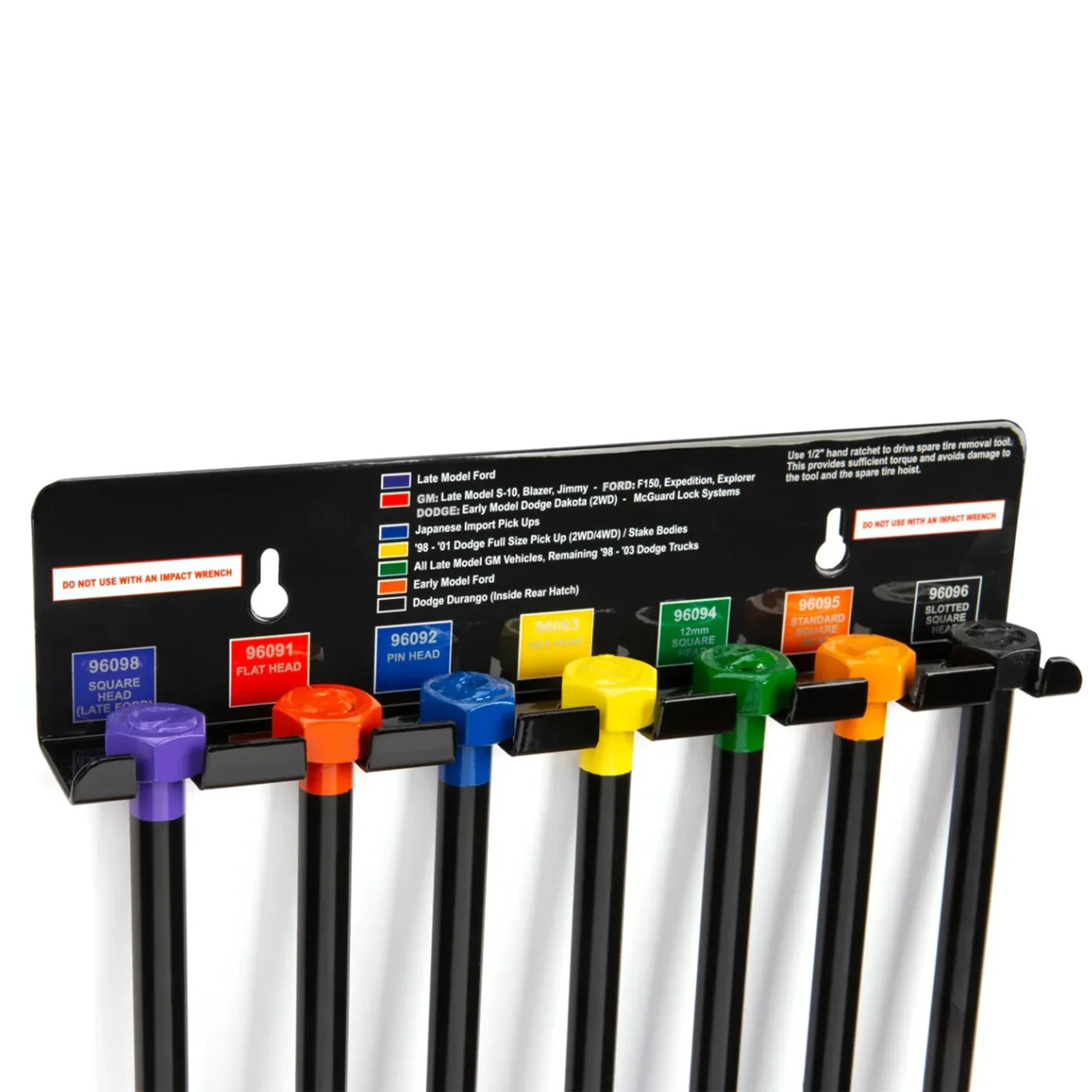ASCOT 7-Piece Spare Tire Tool Set w/ Wall Mount & Color-Coded Tools for Trucks