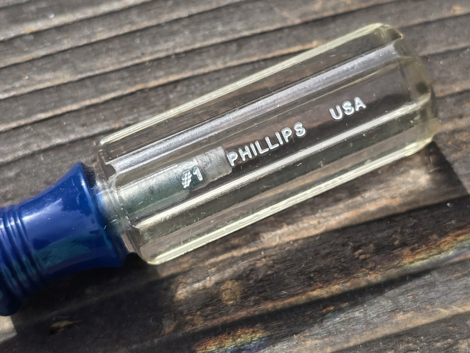 Craftsman P1 Phillips Screwdriver Blue Clear Handle No. 1 41294 J WF USA