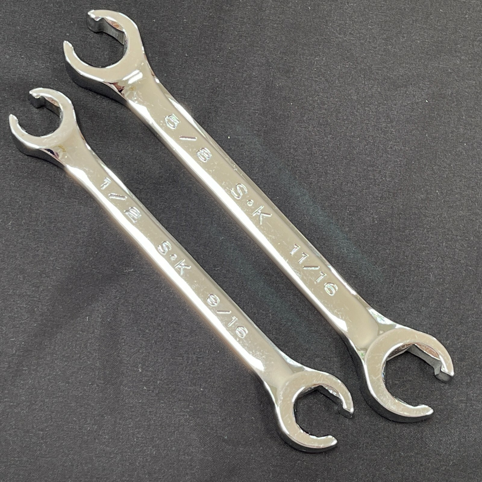 SK TOOLS USA FLARE NUT LINE WRENCH 2 pc SET 1/2 x 9/16 F1618 & 5/8 x 11/16 F2022