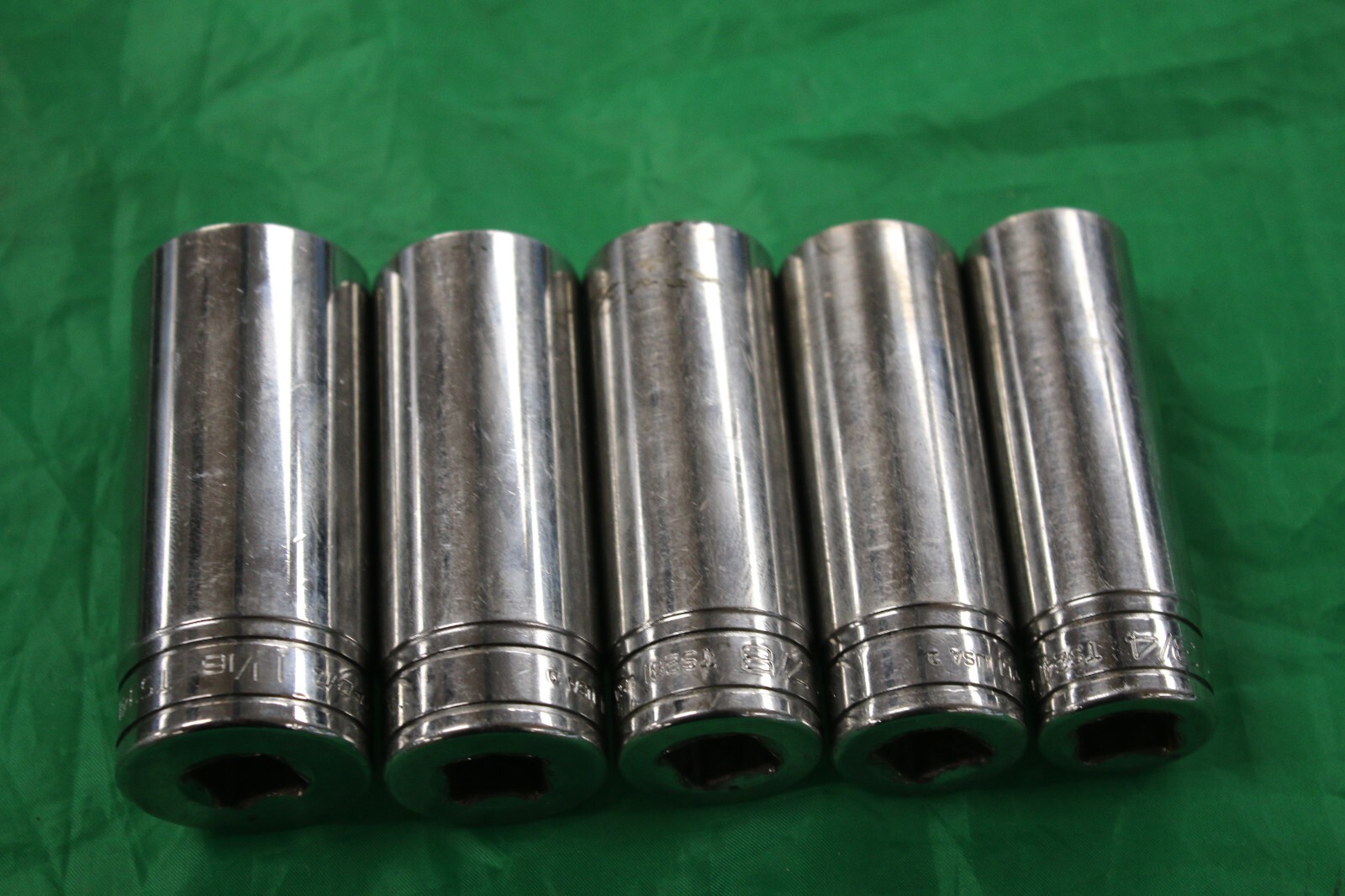 Lot of 5 Snap On Tools Deep 6 Point SAE Deep Sockets 1/2in