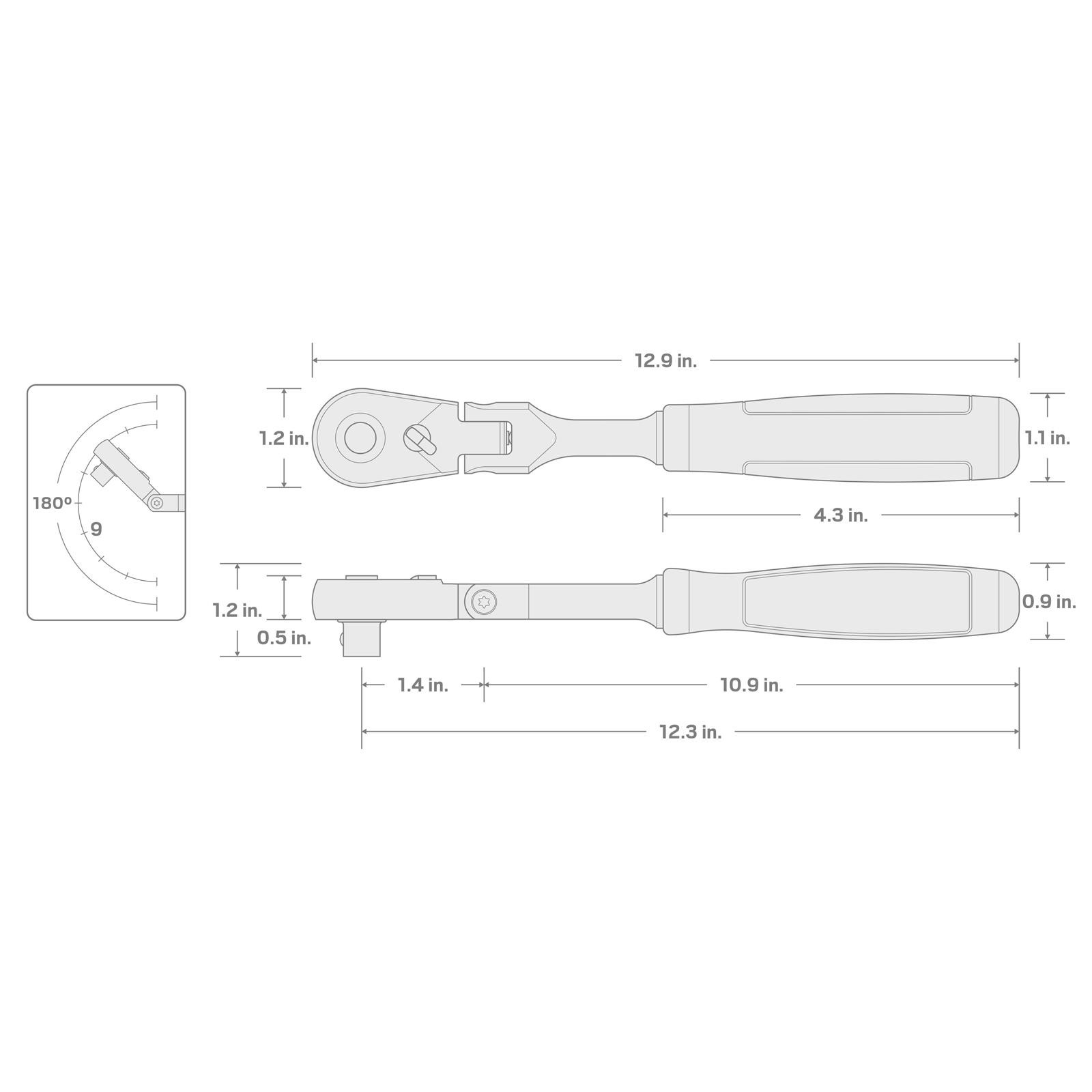 Tekton SRH32112 3/8″ Drive x 12″ Flex Head Quick-Release Ratchet