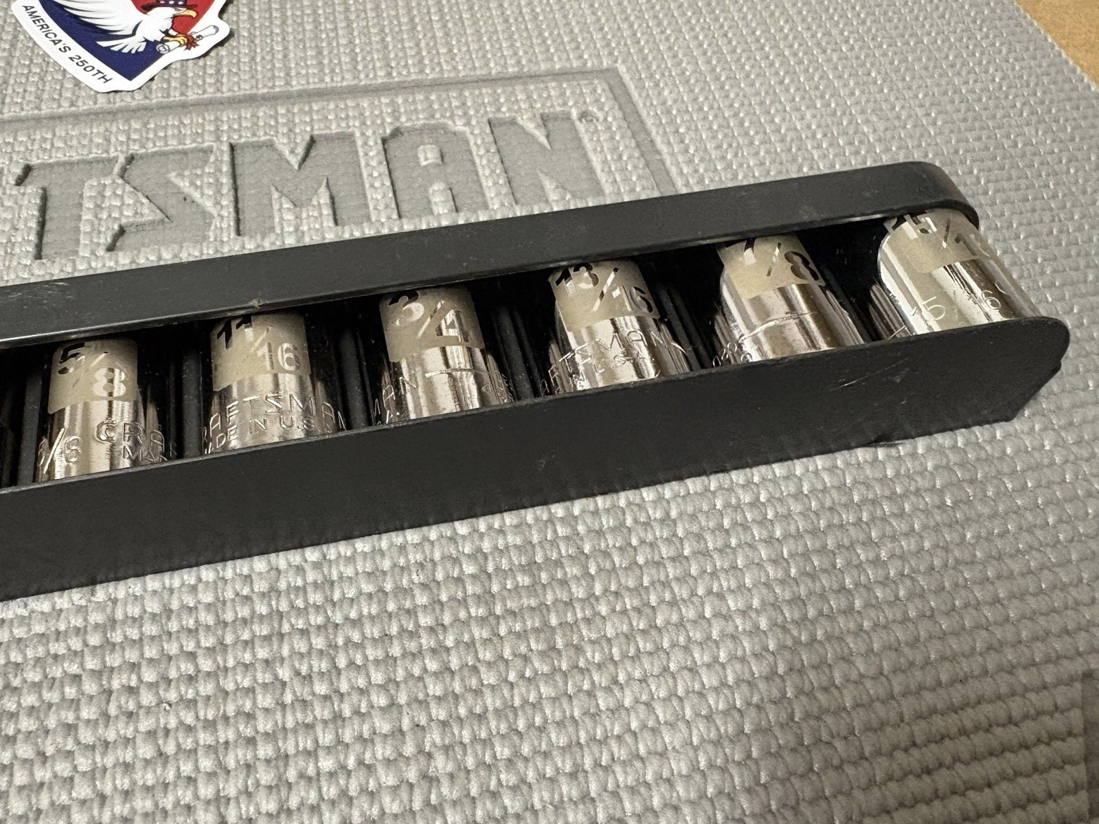 NOS Sears Craftsman USA 1/2” Drive 10pc Easy Read 6pt Sockets SAE 34550 G2D Dual