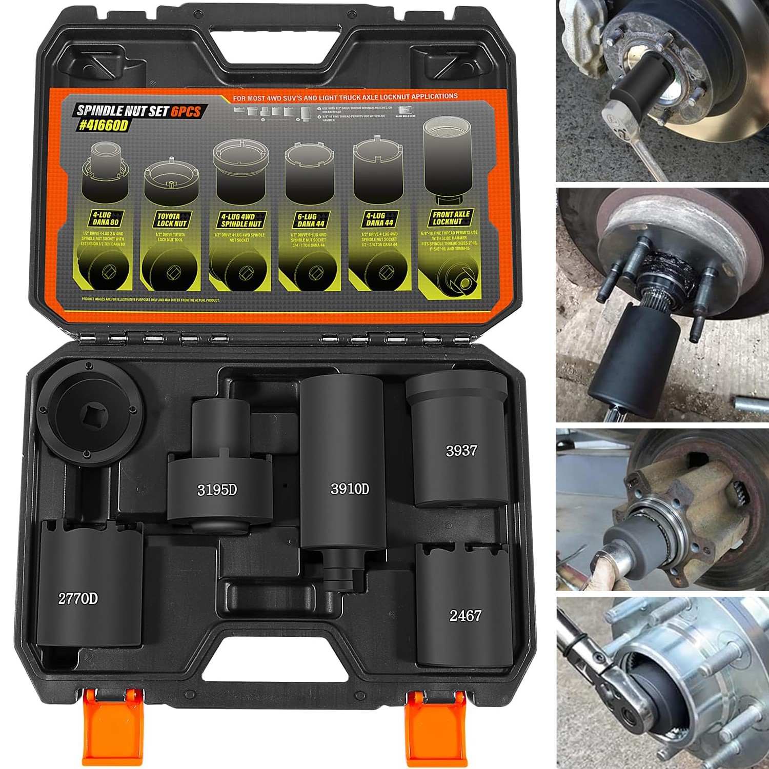 41660D 4WD Axle Hub Lock Nut Socket Remover Puller 1/2” Drive for Ford-6 Pack