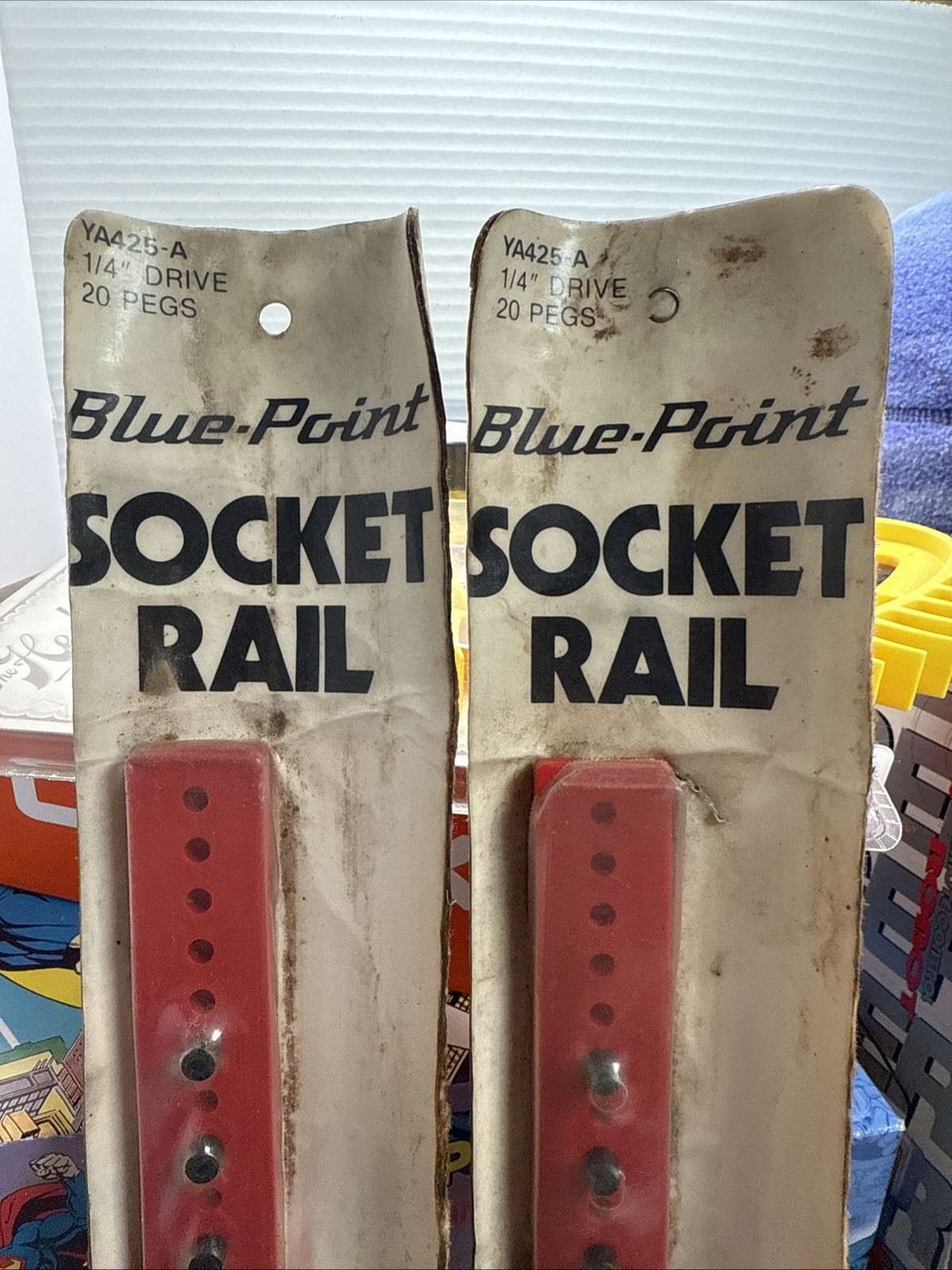 NOS Blue-Point YA425-A 1/4” drive 18″ socket storage rail Made in USA 20 Peg Lot