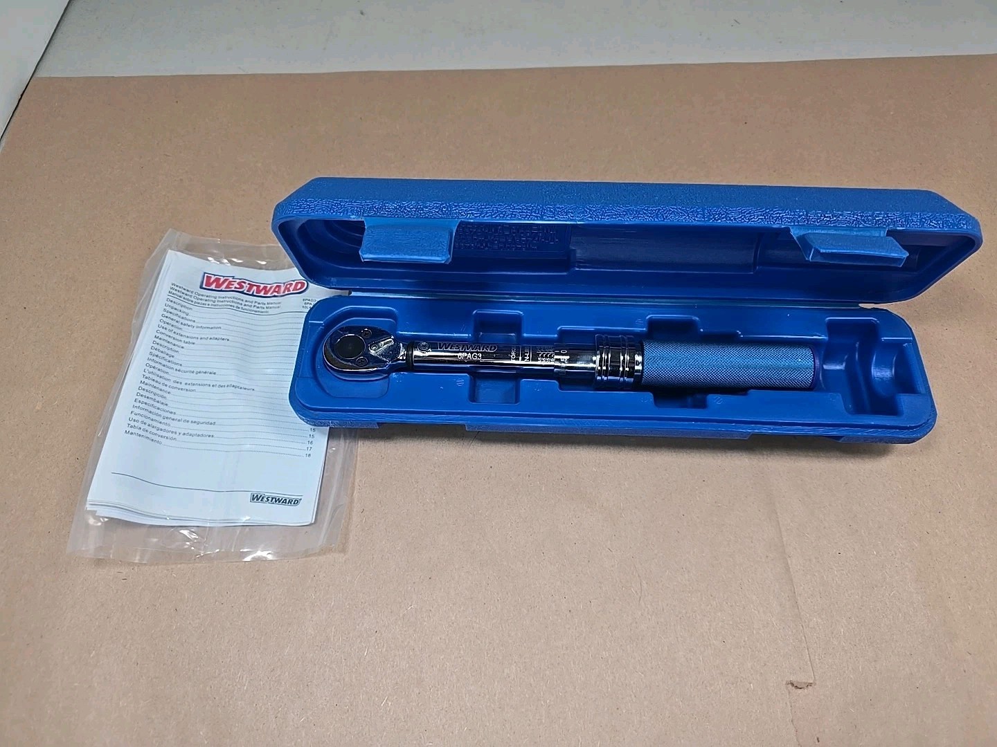 Westward 6PAG3 Torque Wrench 10-50 Ft Lbs With Blue Case