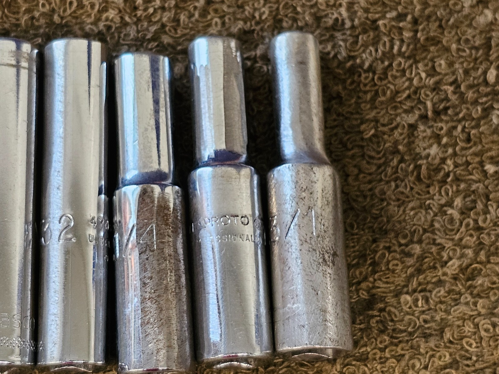 9 Proto Professional Deep Well Long Socket 1/4″ Drive Sae Set 1/2 3/8 3/16 4716L