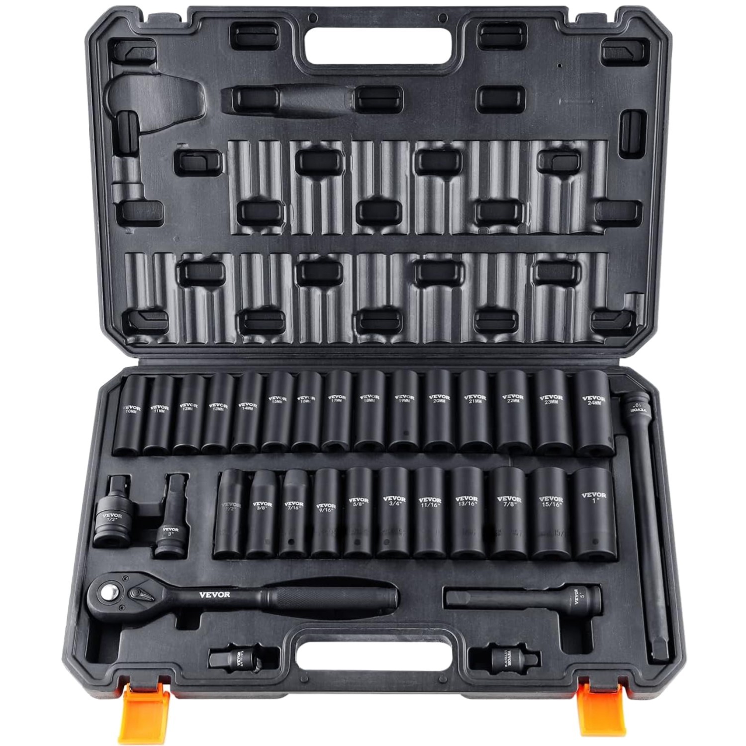 Durable 1/2″ Drive Impact Socket Set 33pcs with Storage Case
