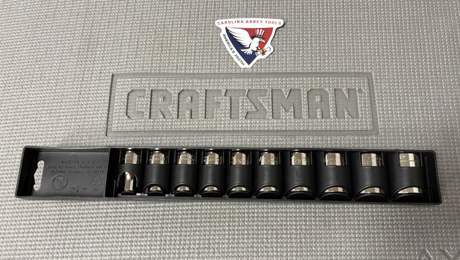 NOS Sears Craftsman USA 1/2” Drive 10pc Easy Read 6pt Sockets SAE 34550 G2D Dual