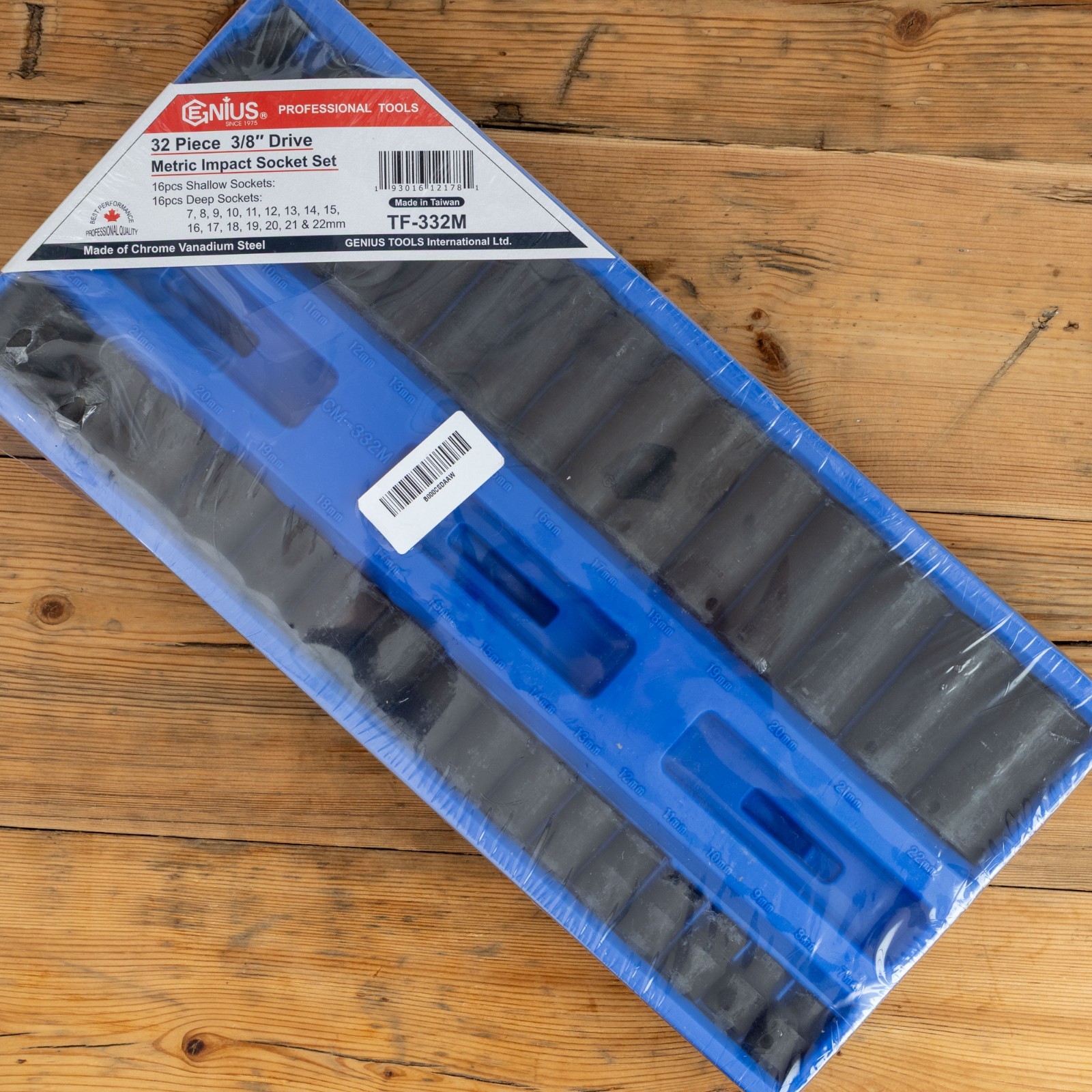 Genius Tools 3/8″ Metric Impact Socket Set Shallow + Deep 6-Point TF-332M