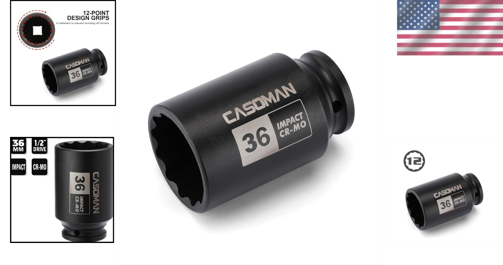 Durable 1/2″ Drive 36mm 12PT Axle Nut Socket – Corrosion-Resistant Finish