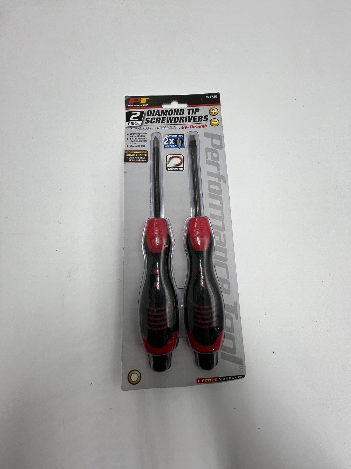 Performance Tool Diamond Tip Screwdriver W1730 Two Piece Set | Go-Through