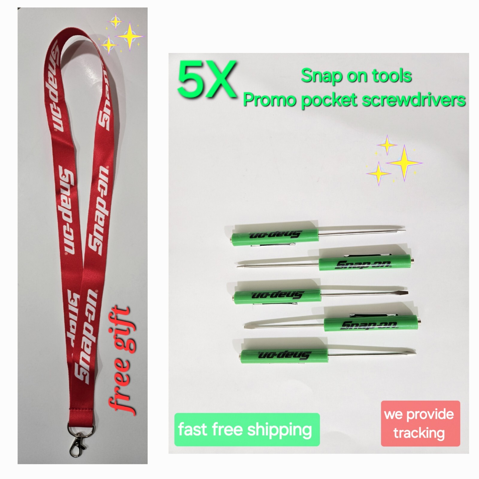 5X Snap on tools screwdrivers per order Green pocket Promo magnet end + Gift NEW