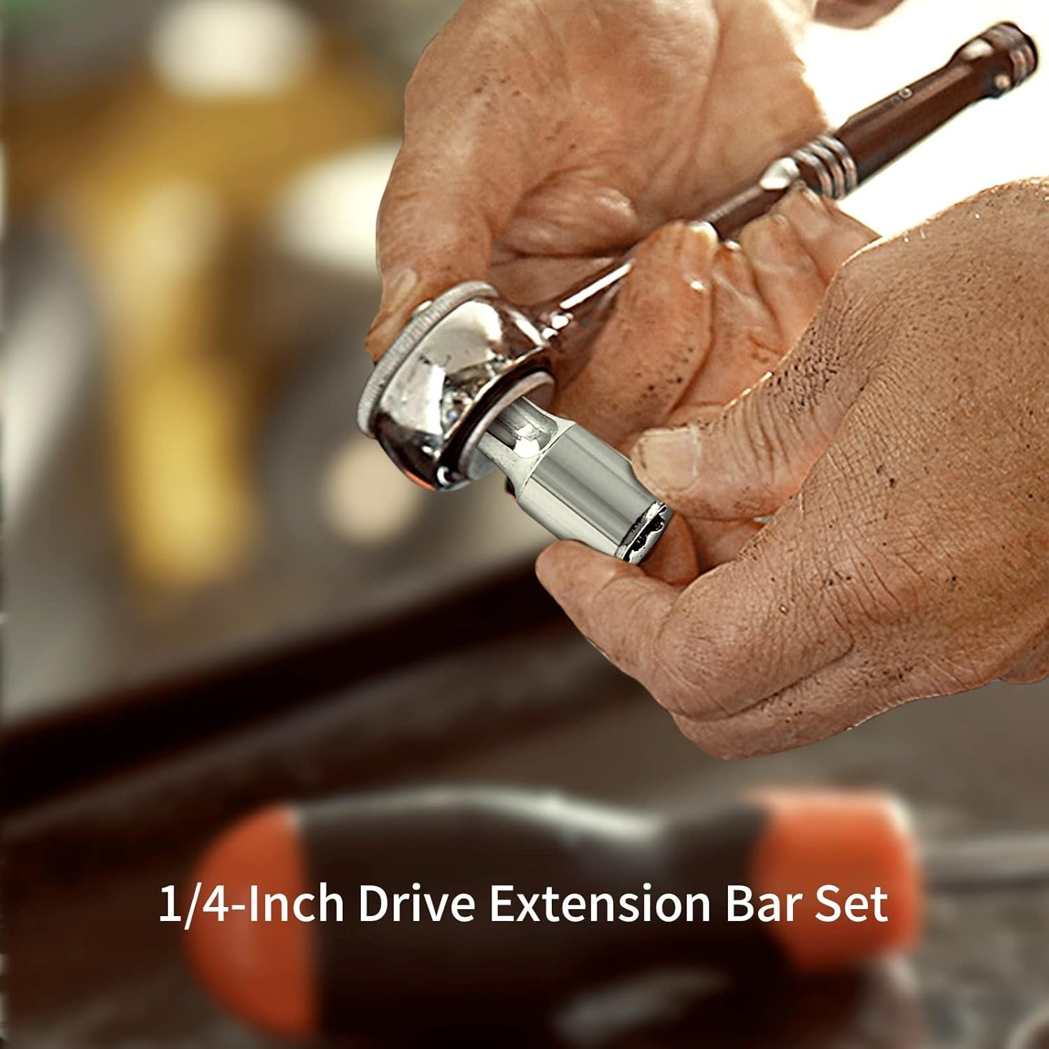 4pcs 1/4″ Drive Socket Extension Set Cr-V Steel Polished 2″/4″/6″/10″