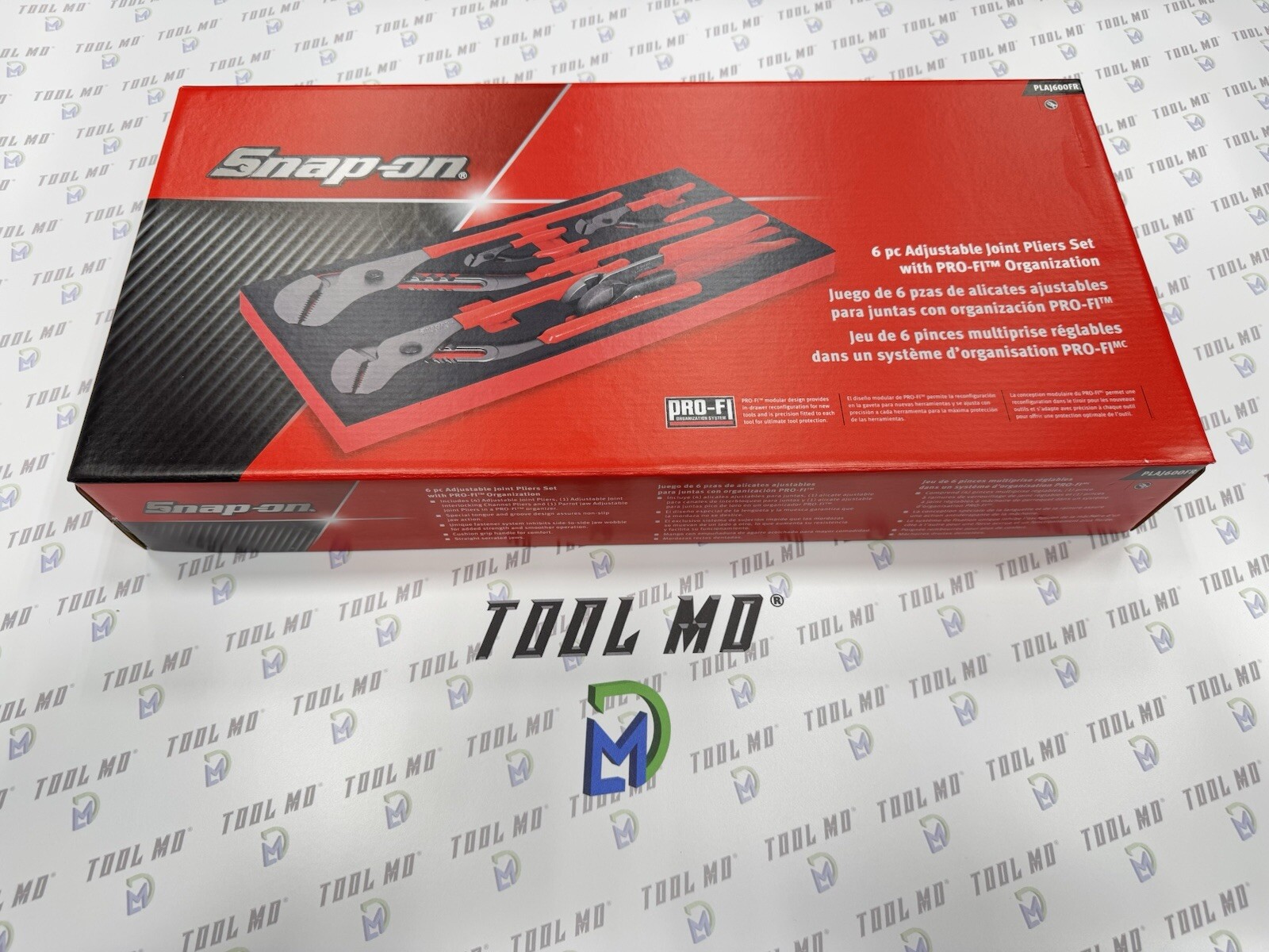 Snap-on Tools USA NEW RED 6-Piece Adjustable Joint Pliers Foam Set PLAJ600FR